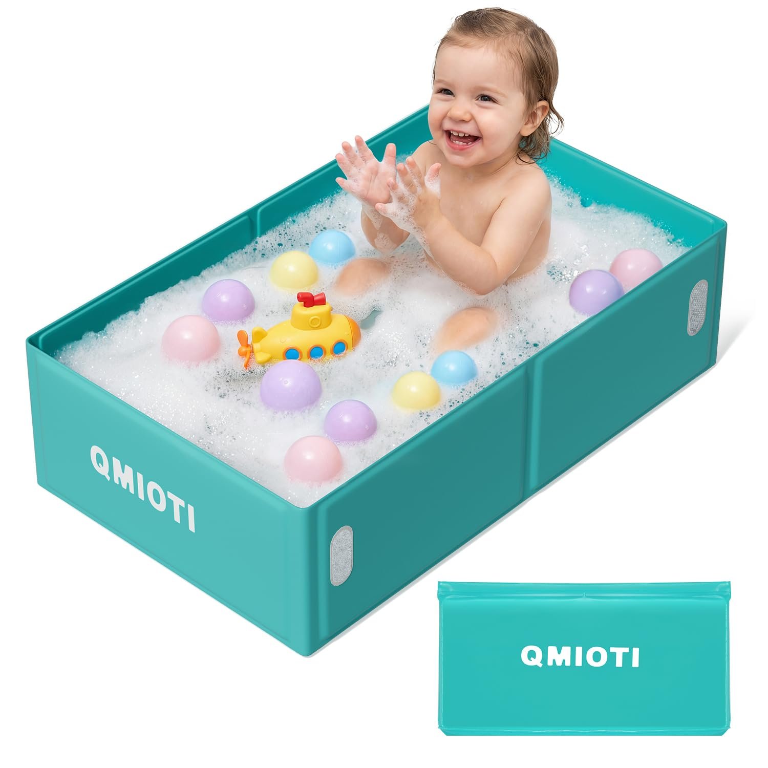 Baby Bathtub, Collapsible Baby Bath Tub, Portable Toddler Bathtub for Travel, Foldable for Space-Saving, Baby Shower Gifts for Newborns, Toddlers