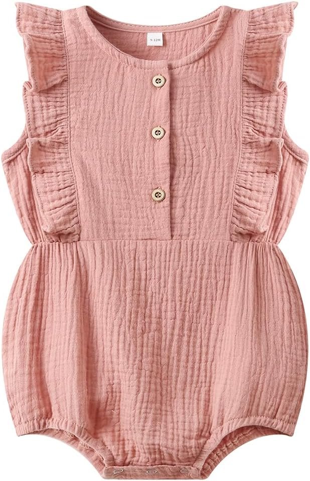 Baby Girl Romper Ruffle Sleeveless Cotton Linen Bodysuit Newborn Girls Summer Clothes Infant One-Piece Jumpsuit