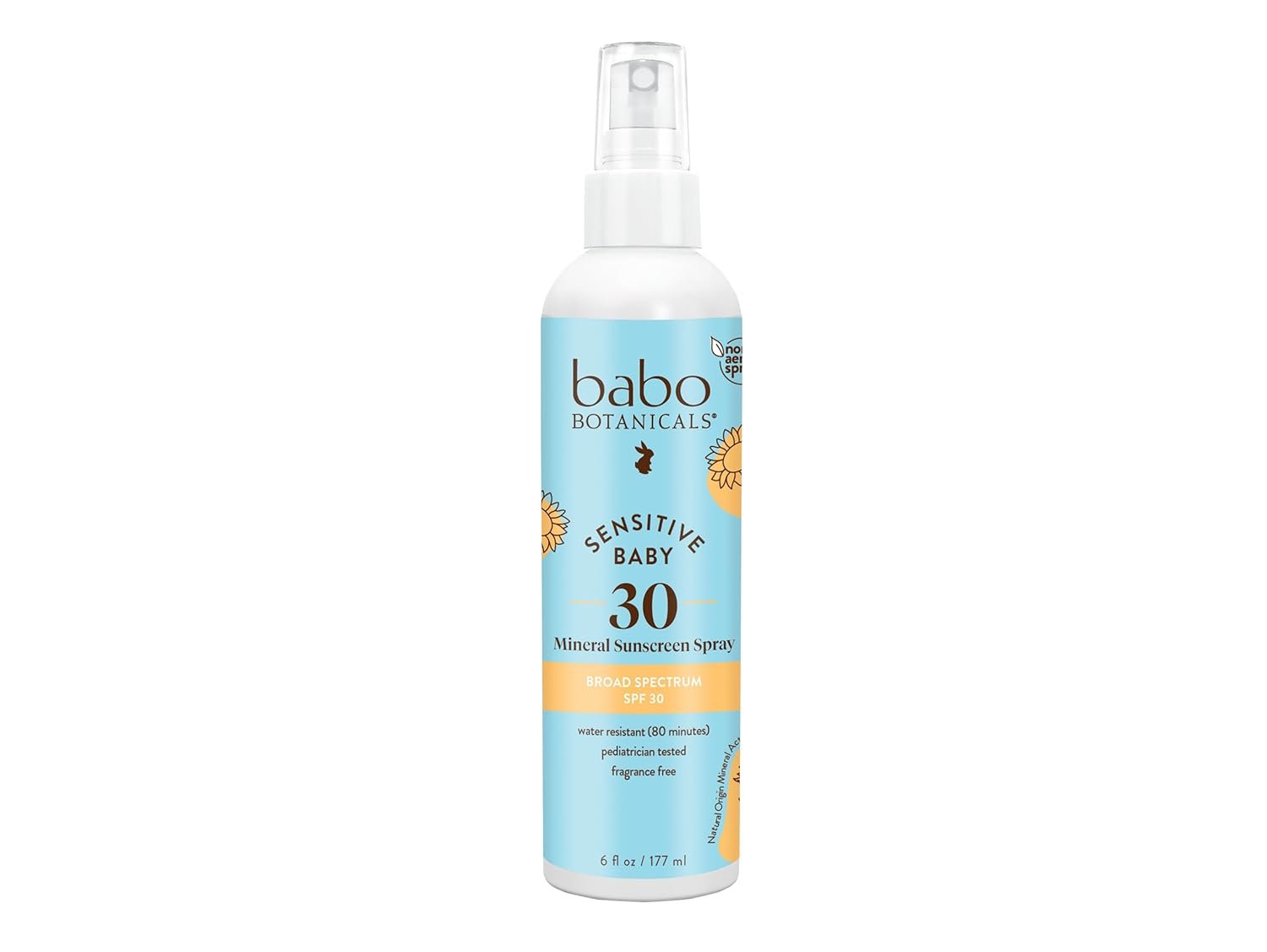 Babo Botanicals Sensitive Baby Mineral Sunscreen Spray SPF30 – Natural Zinc Oxide – Non-Aerosol – Face & Body – Fragrance-Free – Water Resistant – For Babies & Kids – Various Versions