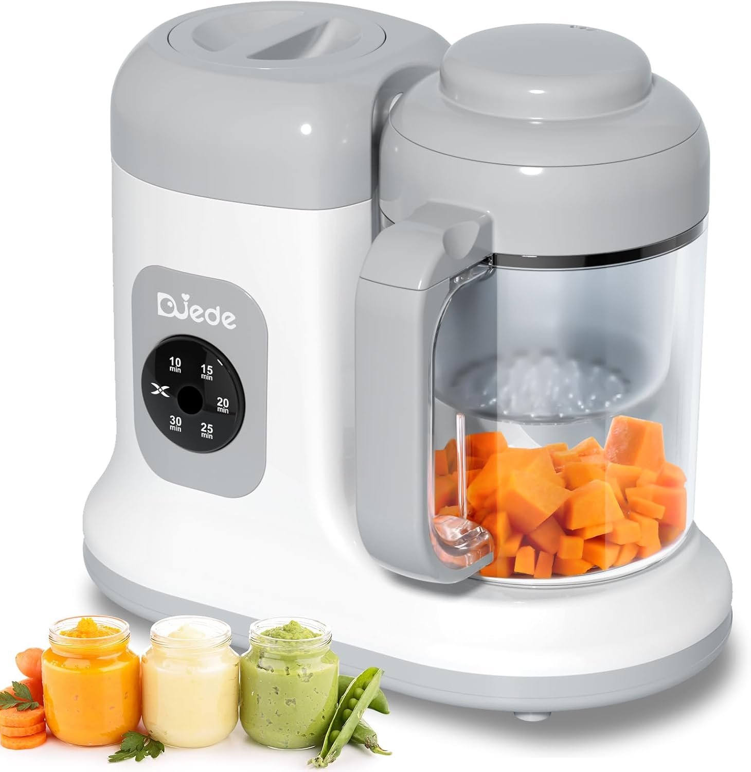 Baby Food Maker – DUEDE One Button Control Processor Steamer|Puree Blender Machine|Auto Cooking & Stirring, Cooking Nutritious Homemade Food for Infants & Toddlers, White