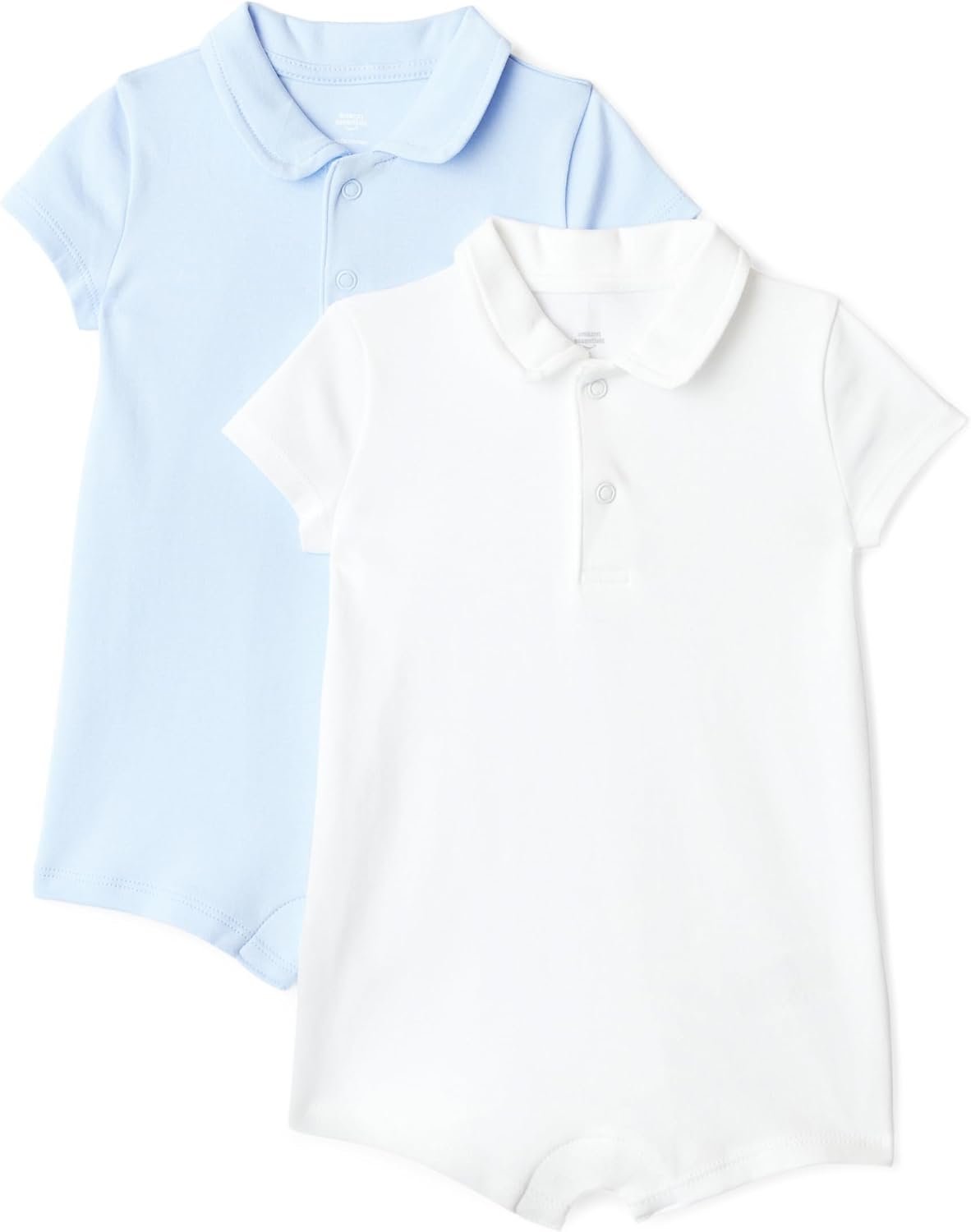 Amazon Essentials x Sofia Grainge Baby Boys’ Short Sleeve Cotton Polo Romper, Pack of 2
