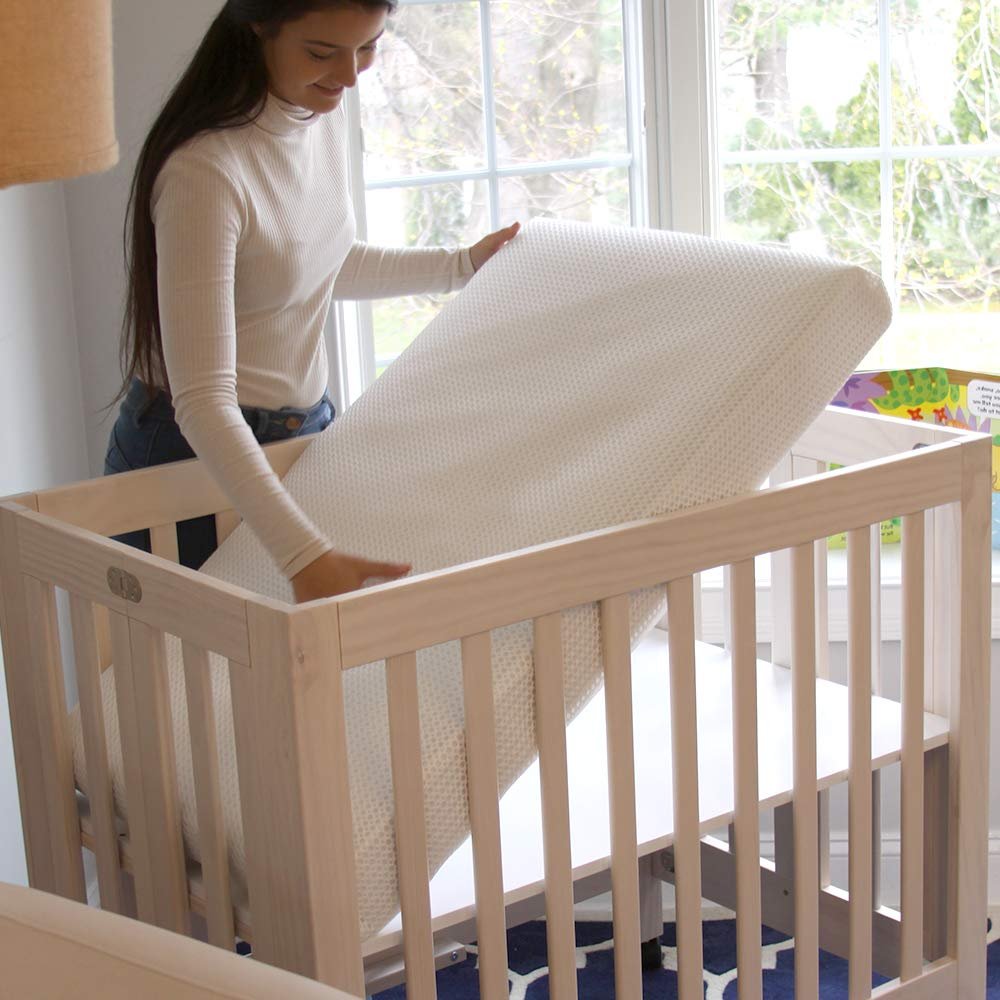 Lullaby Earth Mini Baby Crib Mattress – Dual Firmness With Removable Washable Protector – Breathable for Baby Crib – 38″ x 24″