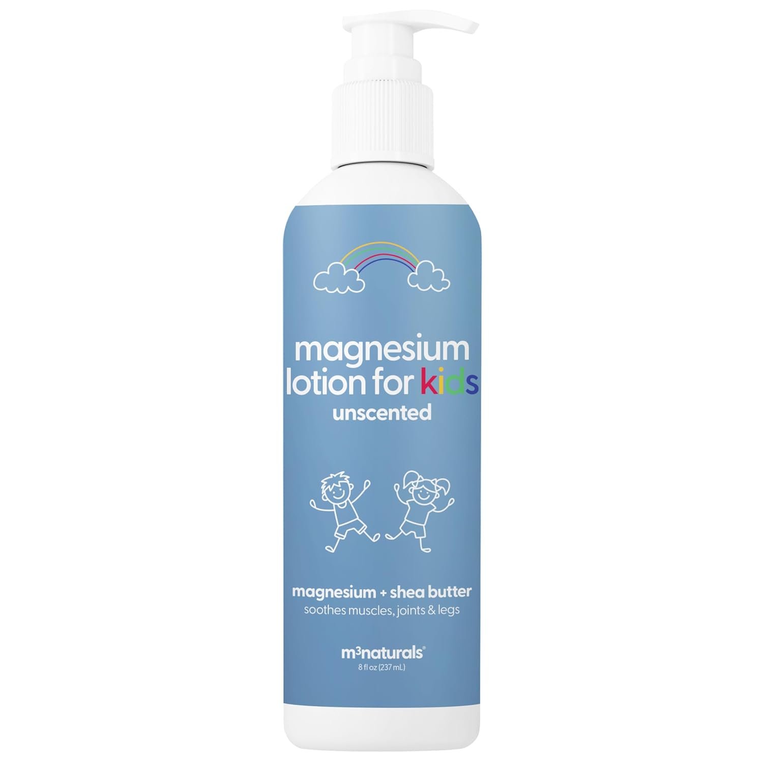 Magnesium Lotion for Kids & Babies with Sensitive Skin | Unscented Formula Soothes Tired Legs, Supports Restful Night’s Sleep, Moisturizes & Hydrates Skin, 8 fl oz (237 mL) by M3