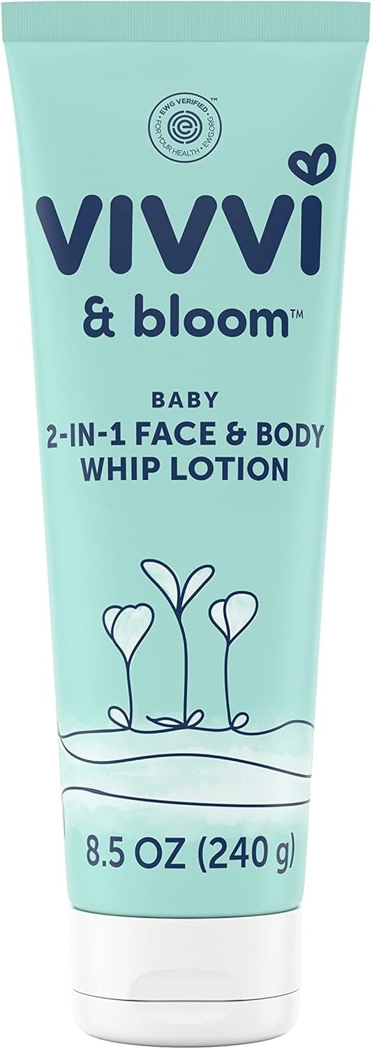 Vivvi & Bloom Gentle 2-in-1 Baby Lotion, Face and Body, for Delicate & Sensitive Baby Skin, Hypoallergenic Lotion Natural Scent, 8.5 oz (Pack of 1)