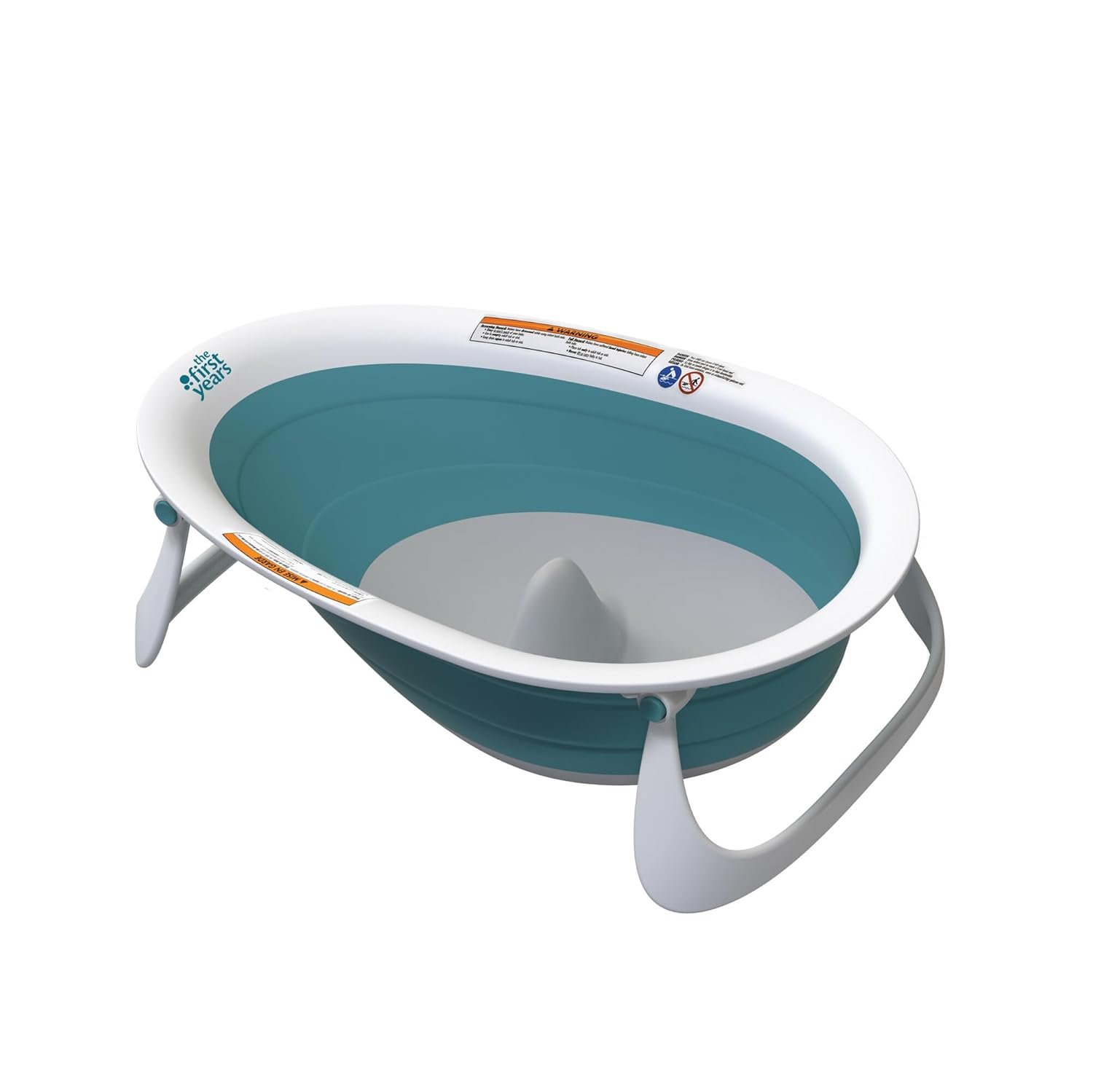 The First Years Sure Comfort Collapsible Baby Bathtub – 2-Position Grow with Me Design – Lightweight and Portable Travel Bathtub for Baby – Ages 0 to 18 Months