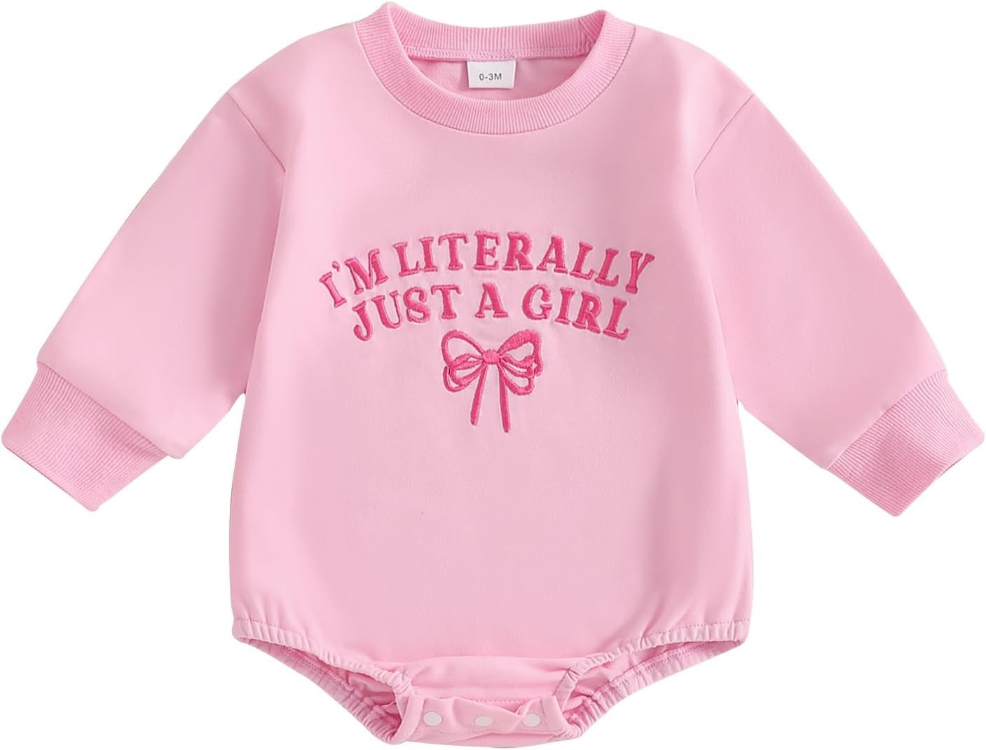 Newborn Baby Girl Outfit Letters Embroidery Sweatshirt Bubble Romper Cute Long Sleeve Bodysuit