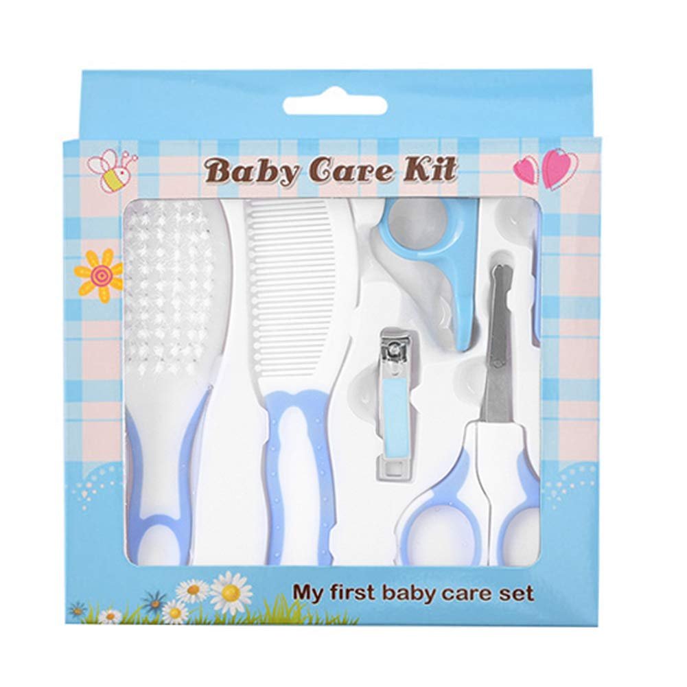 Baby Grooming Kit, 6pcs Baby Health Care Kit Nursery Care Kit Baby Health Care Set Portable, Safety Cutter Baby Nail Kit for Nursing Baby and Grooming(Blue)