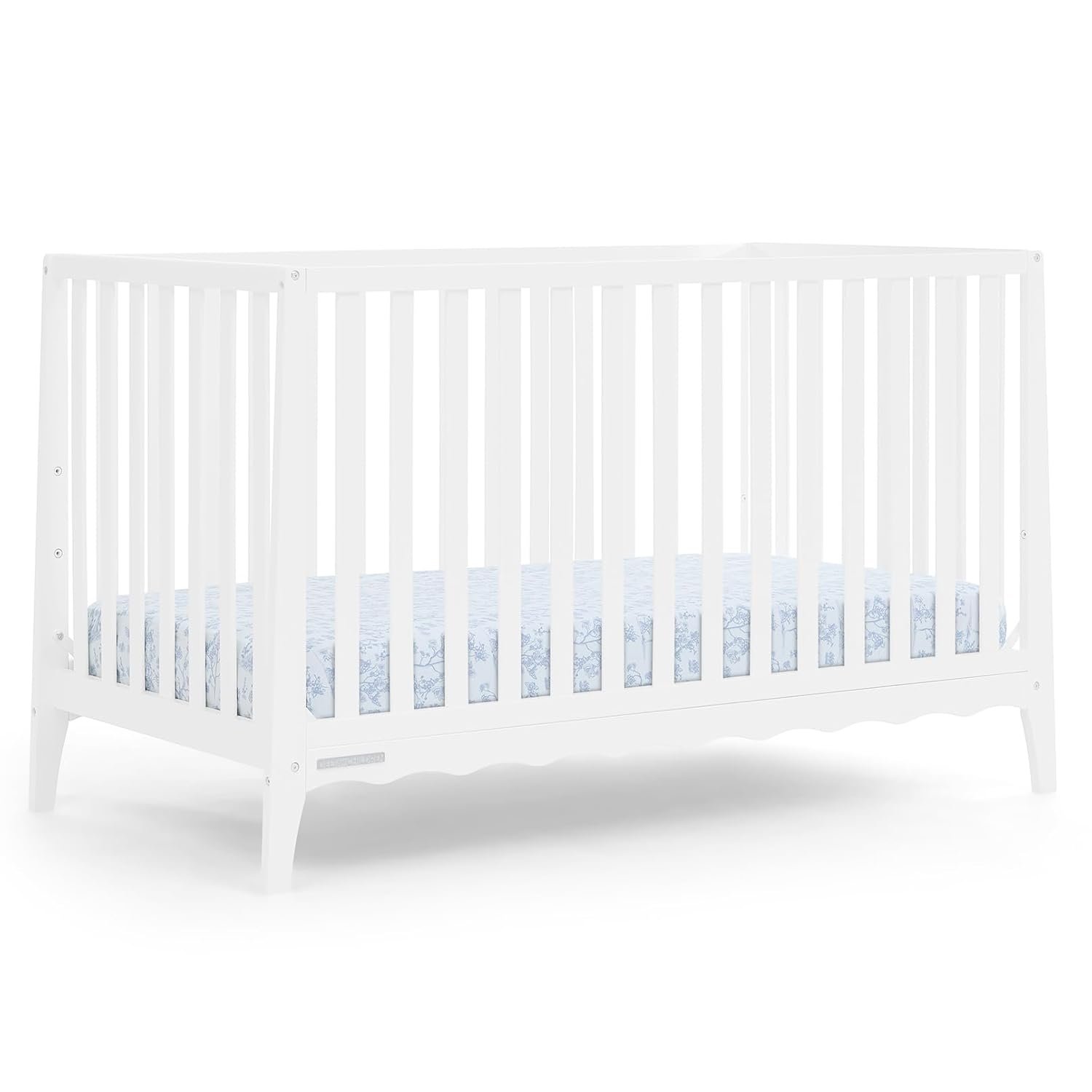 Delta Children Lulu 5-in-1 Convertible Crib, Converts to Toddler Bed, Daybed, Sofa & Full-Size Bed, Greenguard Gold Certified, Fits Standard Crib Mattress, 3 Mattress Heights for Baby,Bianca White