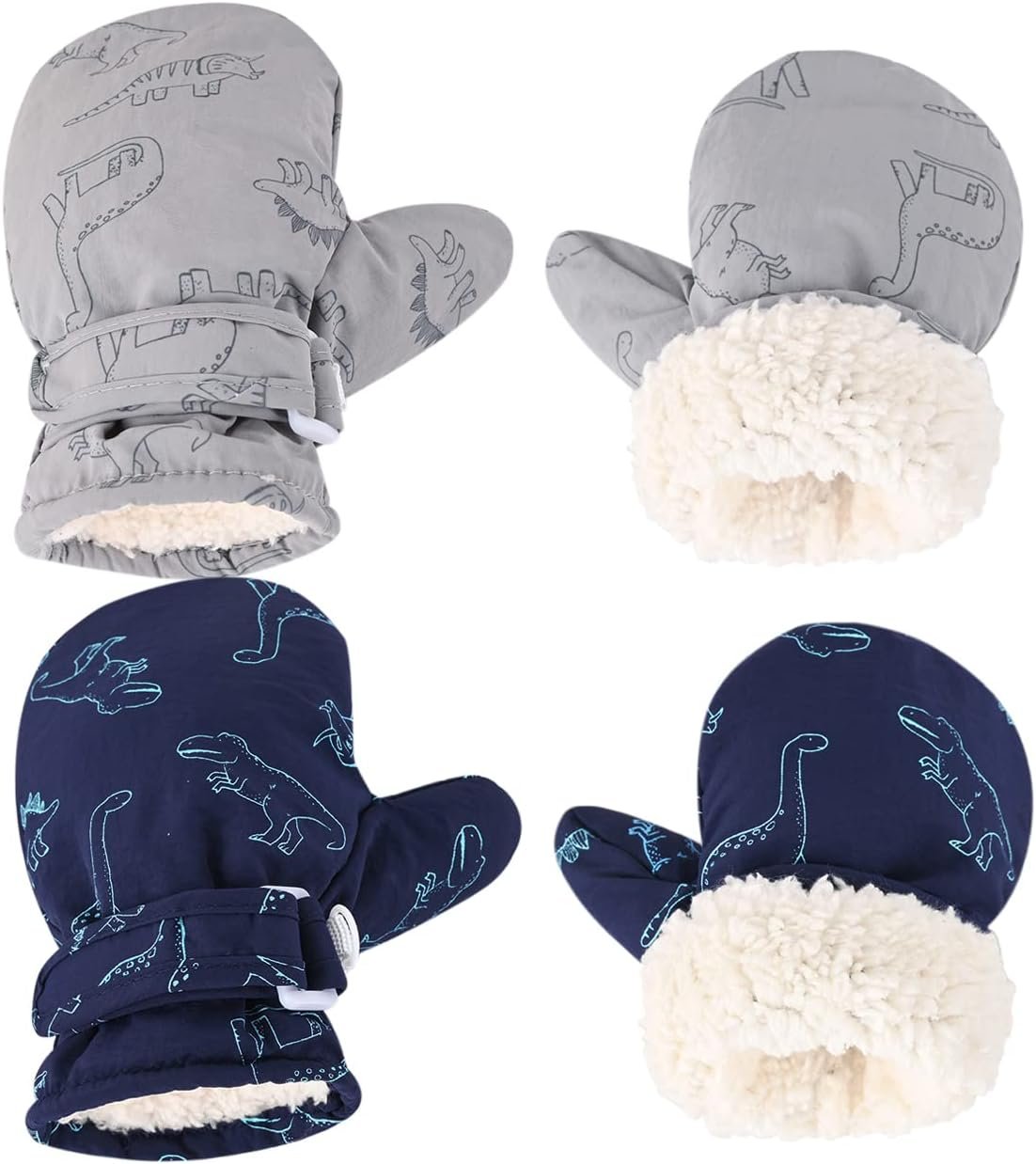 Fleece Lined Mittens for Baby Boys Girls,Baby Toddler Little Kids Winter Gloves Mittens – 2 Pair Pack