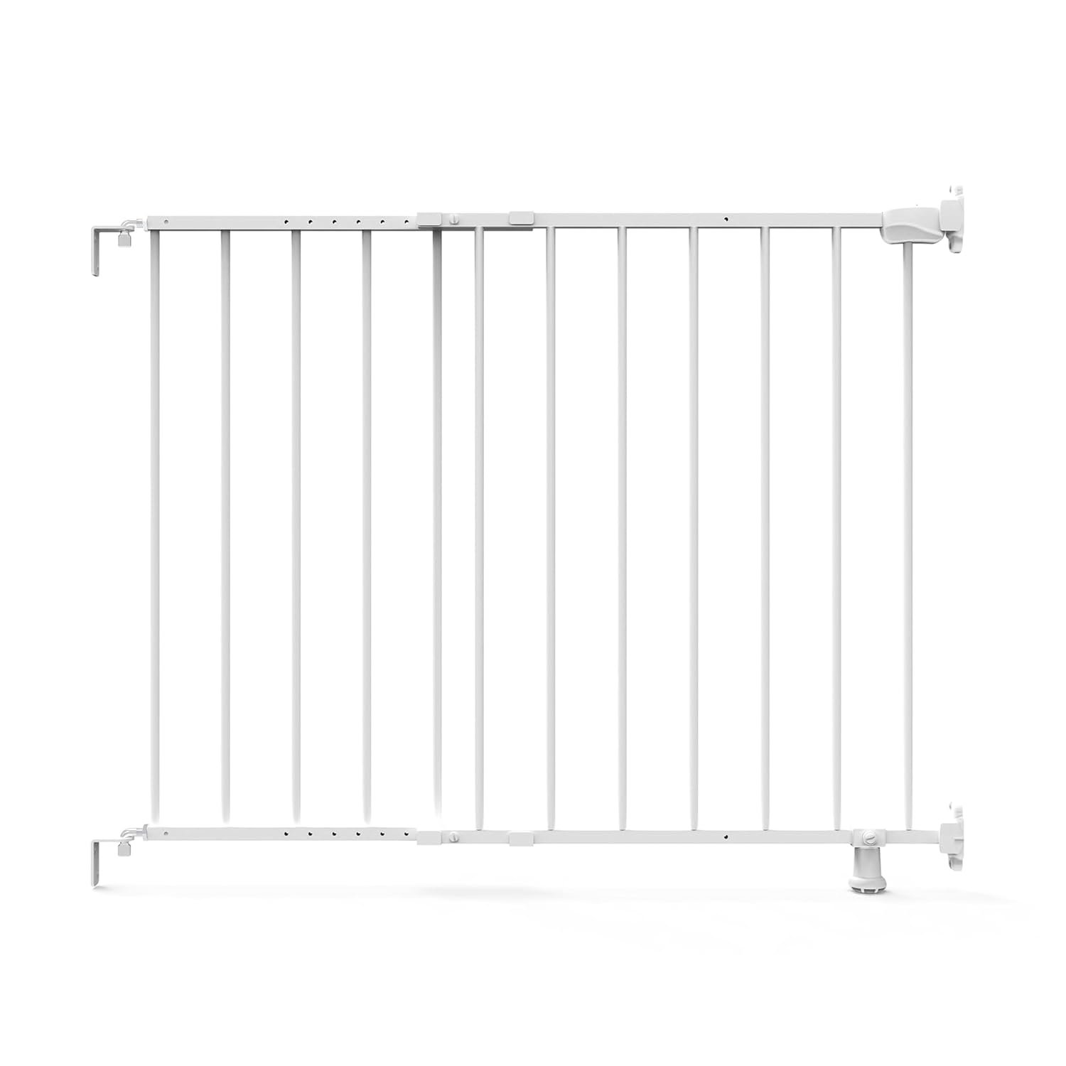 Ingenuity The Stairway 42W Series Safety Pet and Baby Gate, 28″-42″ Wide, 28″ Tall, for Stairway or Hallways – White Metal