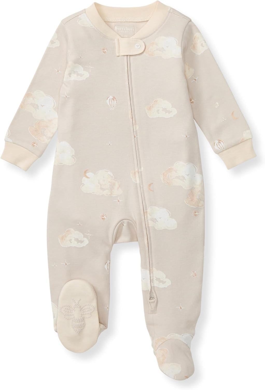 Burt’s Bees Baby Boys Sleep and Play Pajamas, 100% Organic Cotton, One-piece PJs, Diagonal Zip Up Loose Fit Footie