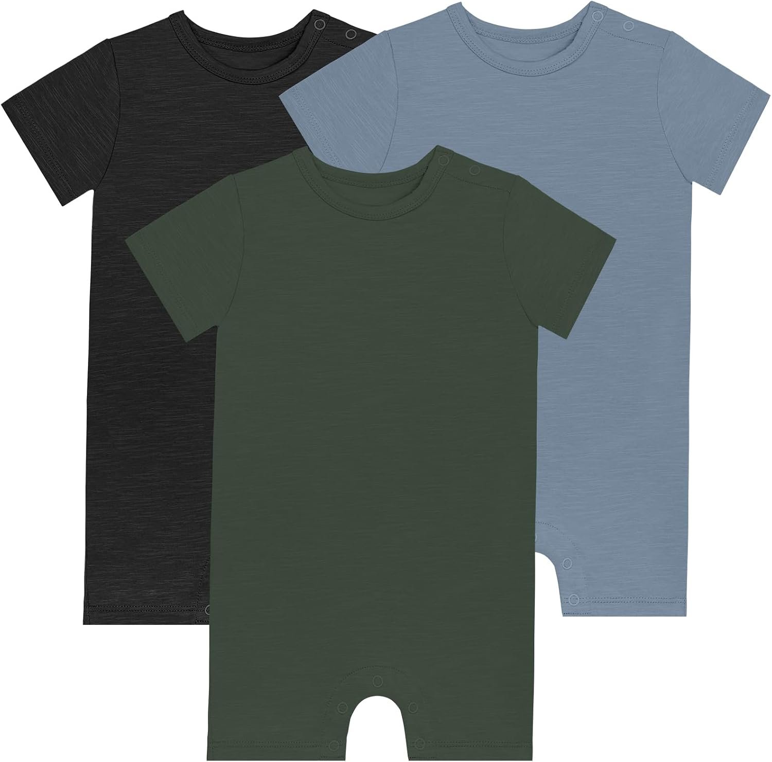 GUISBY Baby Short Sleeve Bodysuit Snap Crotch Closure Cotton Pajamas for Baby 3-Packs