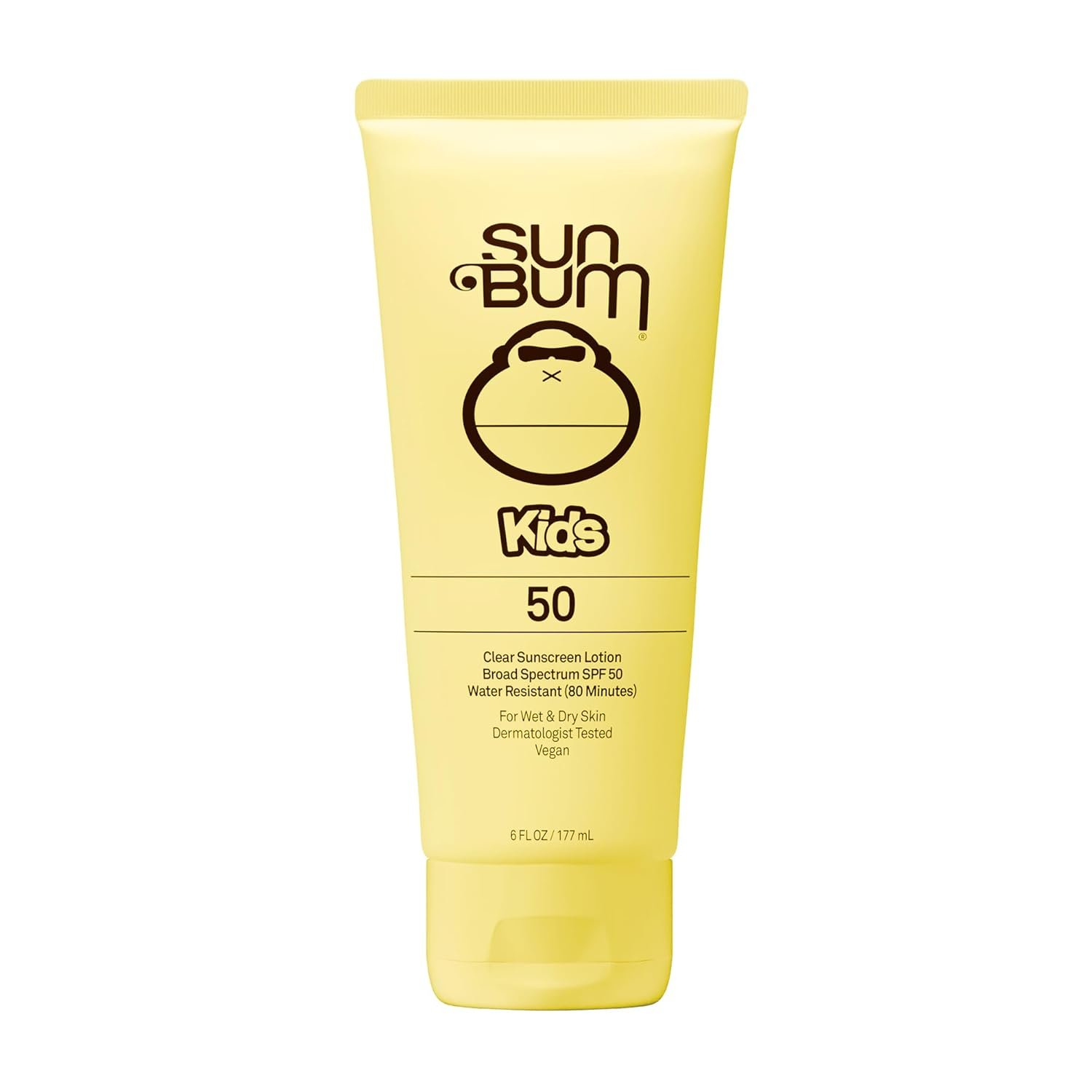Sun Bum Kids SPF 50 Sunscreen Clear Body Lotion – Broad Spectrum Water-Resistant Sunscreen with Vitamin E – For Wet or Dry Skin – Hawaii 104 Act Compliant (Without Octinoxate & Oxybenzone) – 6 oz