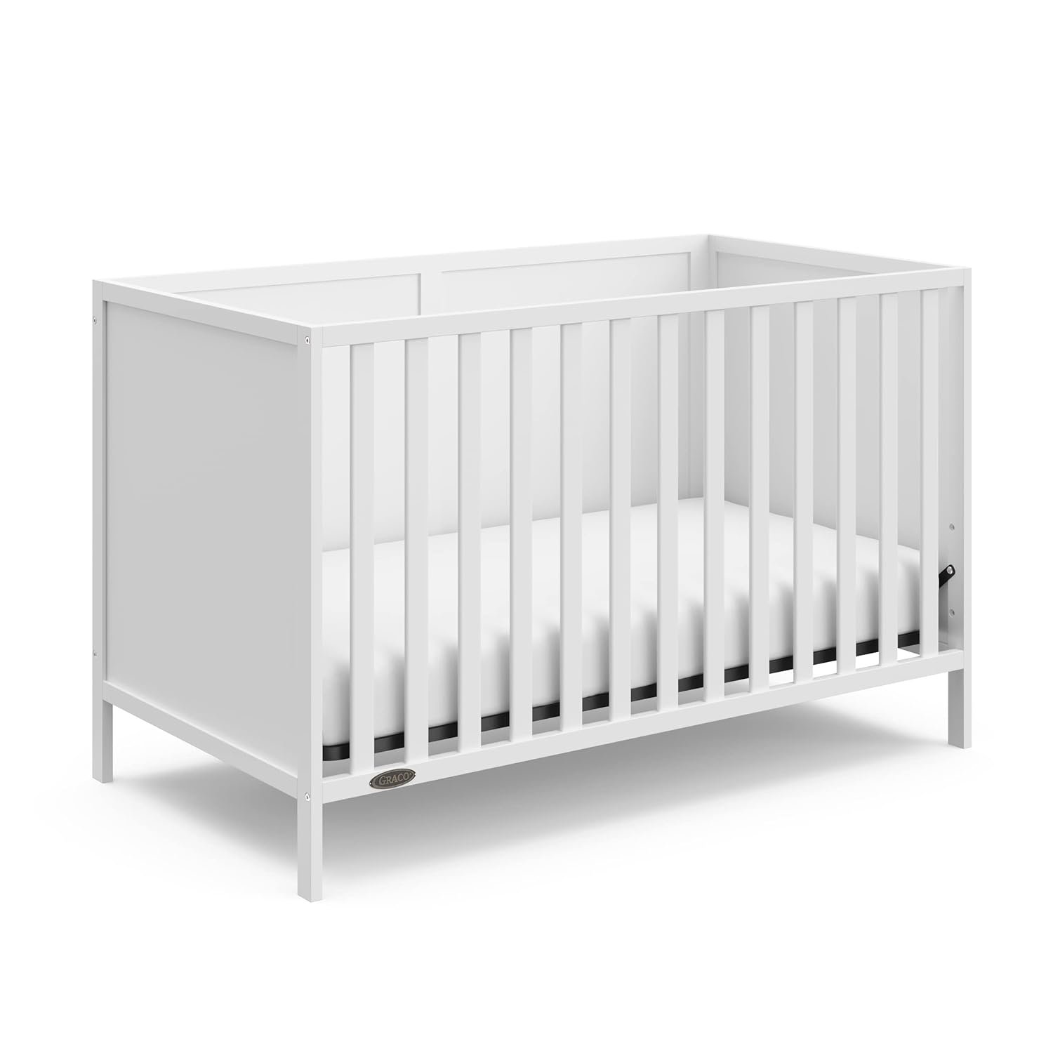 Graco Theo 3-in-1 Convertible Baby Crib – GREENGUARD Gold Certified, Converts to Toddler Bed & Daybed, Fits Standard Full-Size Baby Crib Mattress, 4 Adjustable Mattress Heights (White)