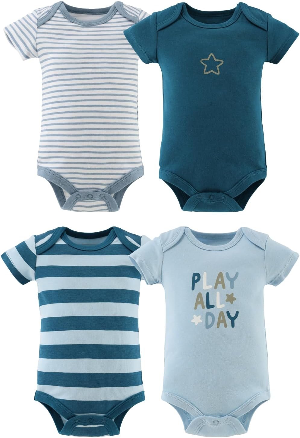 The Peanutshell Baby Boy Bodysuits – Newborn to 24 Months Baby Boy Clothes, 100% Cotton Infant Outfits – Star Stripe