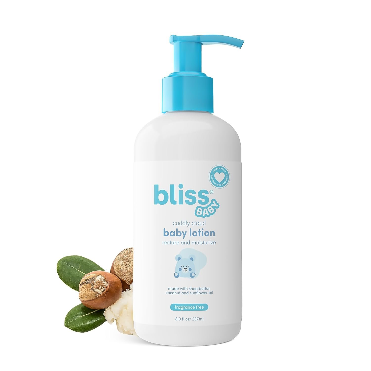 Bliss Baby Lotion, Premium & Unscented, For Dry & Sensitive Skin, Hydrating Daily Cream – For Babies, Toddlers, Kids & Adults, Vegan, Hypoallergenic, Dermatologist Tested, Clean & Gentle, 8 fl oz.