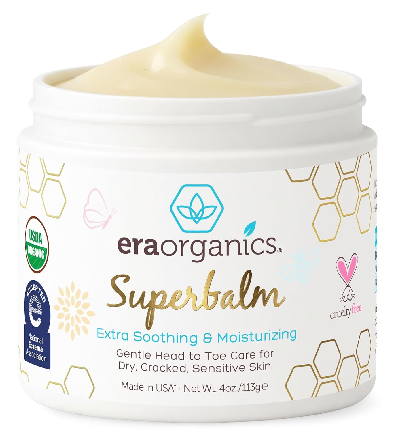 Era Organics Healing Ointment for Babies – USDA Certified Organic Natural Moisturizer Gentle on Sensitive Skin Prone To Baby Eczema, Cradle Cap (Infant Seborrheic Dermatitis), Rashes, Hives 4oz