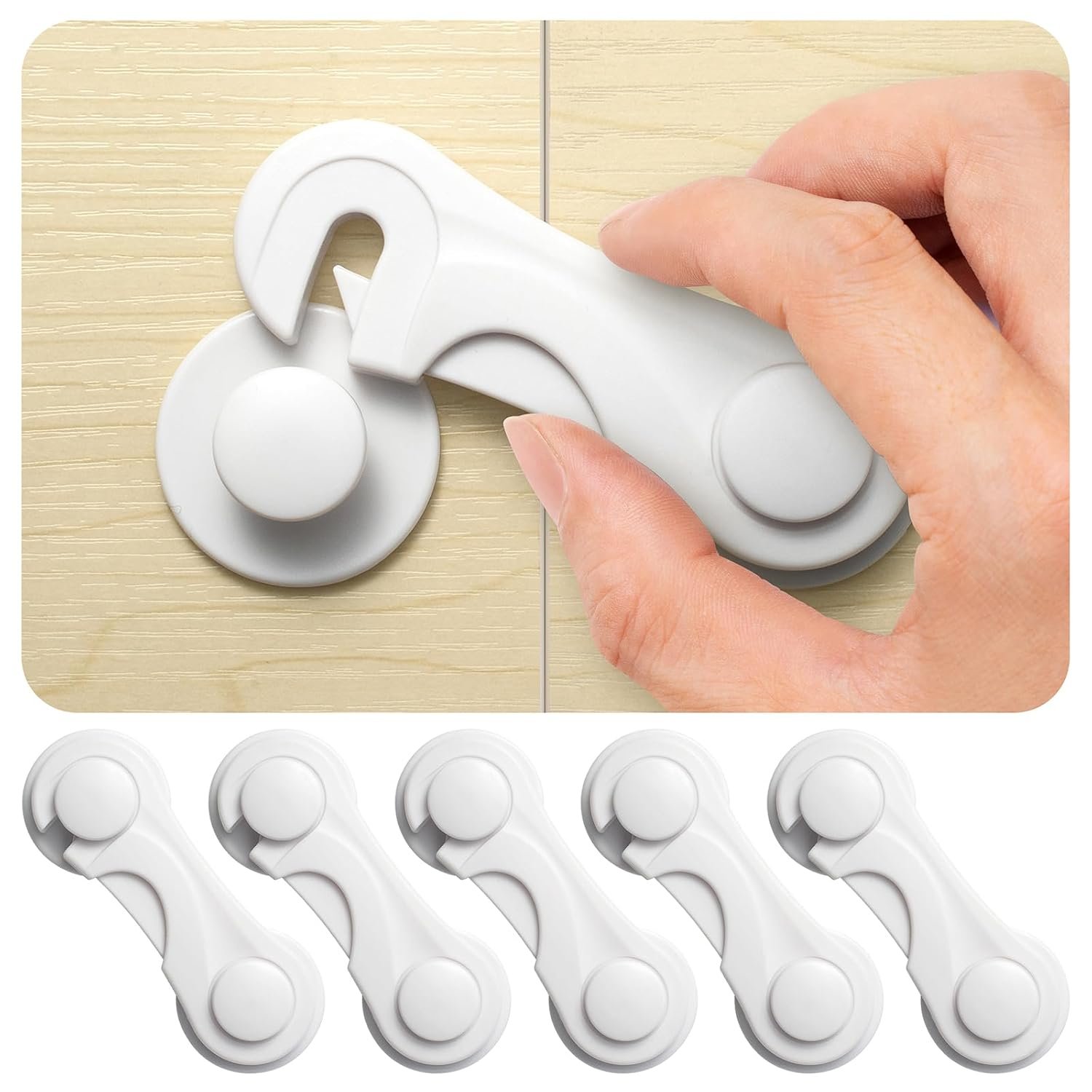 Inaya 6-Pack Child Proof Locks for Cabinet Doors, Pantry, Closet, Wardrobe, Cupboard, Drawers – 3M – No Drilling – Child Safety Locks for Cabinets and Drawers – Baby Proofing Cabinet Lock