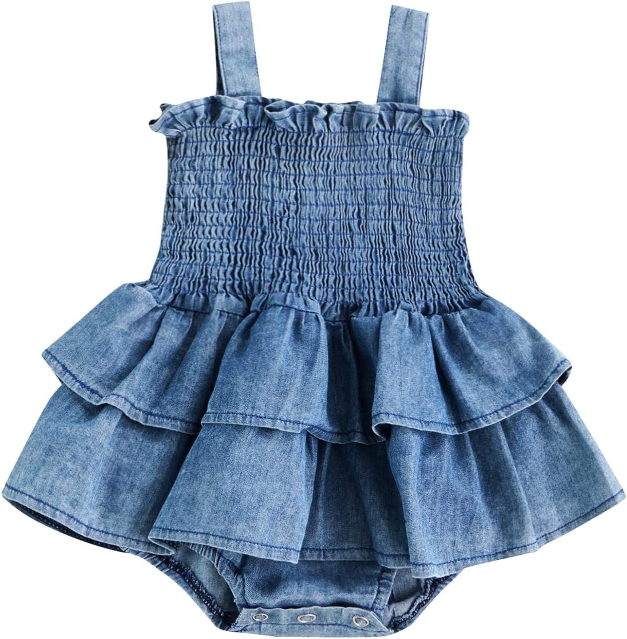 Baby Girls Summer Denim Romper Clothes Dress Newborn Onesie Sunsuit 3 6 9 12 18 Months One-Piece Jumpsuits Outfits