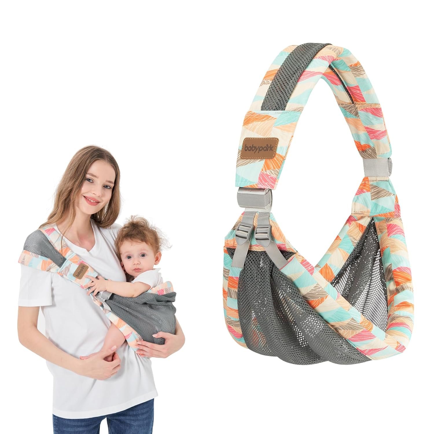 Adjustable One Shoulder Baby Carrier for Infant, Lightweight Breathable Mesh Baby Hip Carrier Portable Baby Carrier Sling for Newborn to Toddler Girl and Boy 6-40 lbs (Orange)