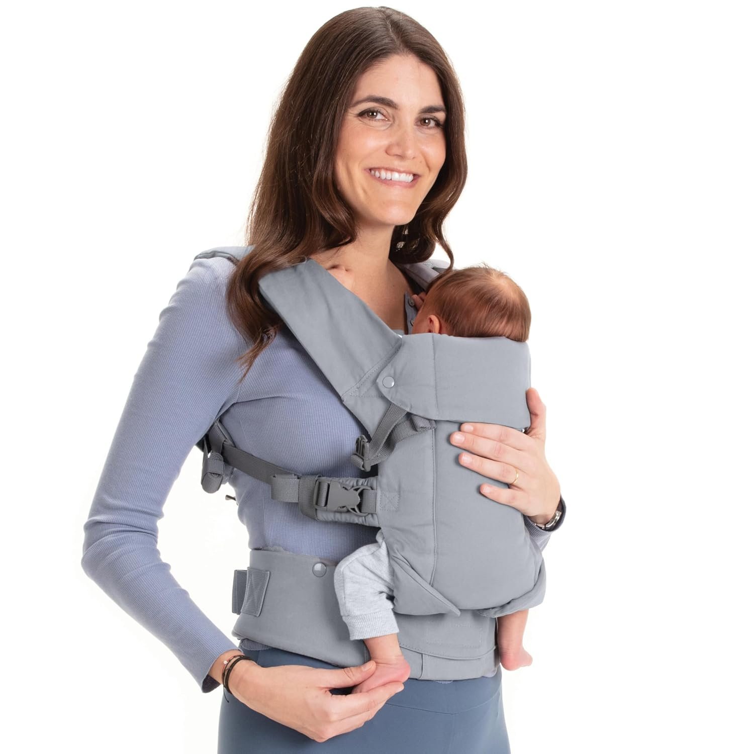 Beco Gemini Baby Carrier from Newborn to Toddler – Certified Ergonomic Newborn Baby Carrier for Infants and Children of 7-35 lbs – M Shape, Adjustable Seat, 100% Cotton (Classic Grey)