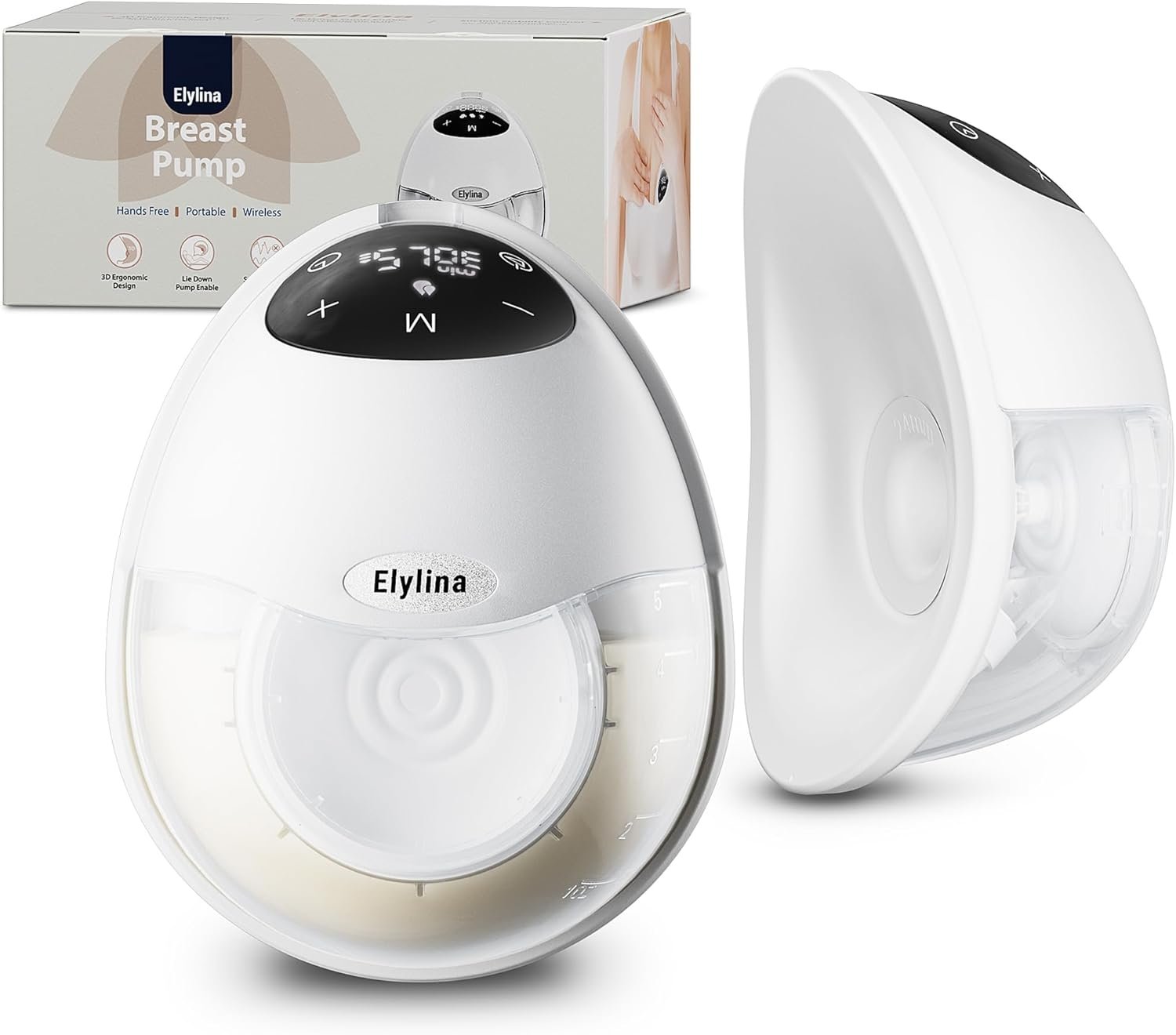 Wearable Breast Pump, Curved Fit, Leak-Free Comfort, Electric, Portable & Hands-Free, Strong Suction in Ultra-Slim, Discreet Design, All-Day Battery, Super Quiet, Touch Screen, Suction Tester