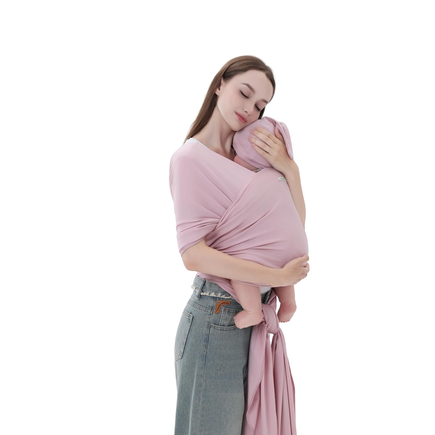 TADO MUSLIN Baby Wrap Carrier for Newborns to Toddlers (8-35 lb), Modal Soft-Stretch Sling, Breathable All-Season, Quick Tie with Center Marker, Machine Washable Pink