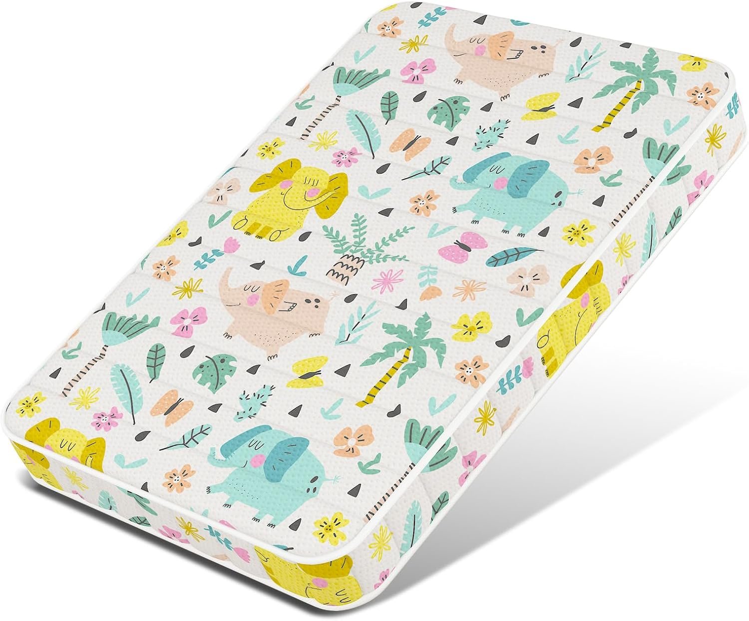 3 Inch Mini Mattress, 38″ Lx26 W Mattress, Toddler Mattress with No Gaps Edge Reinforcement High Density Foam, Odorless and Steady, Elephant