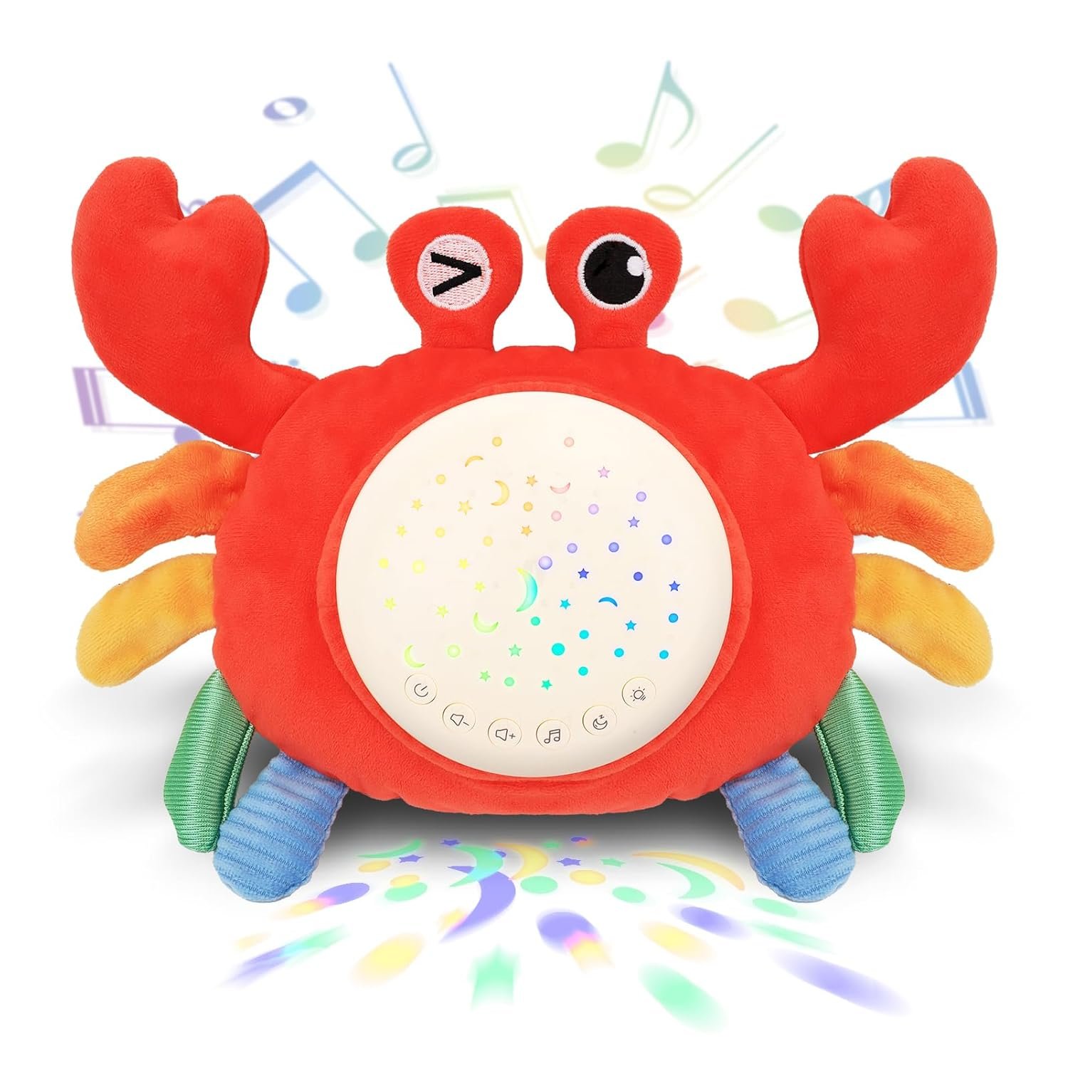 Baby Sleep Soother Toys – Night Light Projector & White Noise Sound Machine, Soft Stuffed Animal Crab Musical Toys for Babies 0-6-12-18 Months Toddlers Boys Girls Christmas Gifts