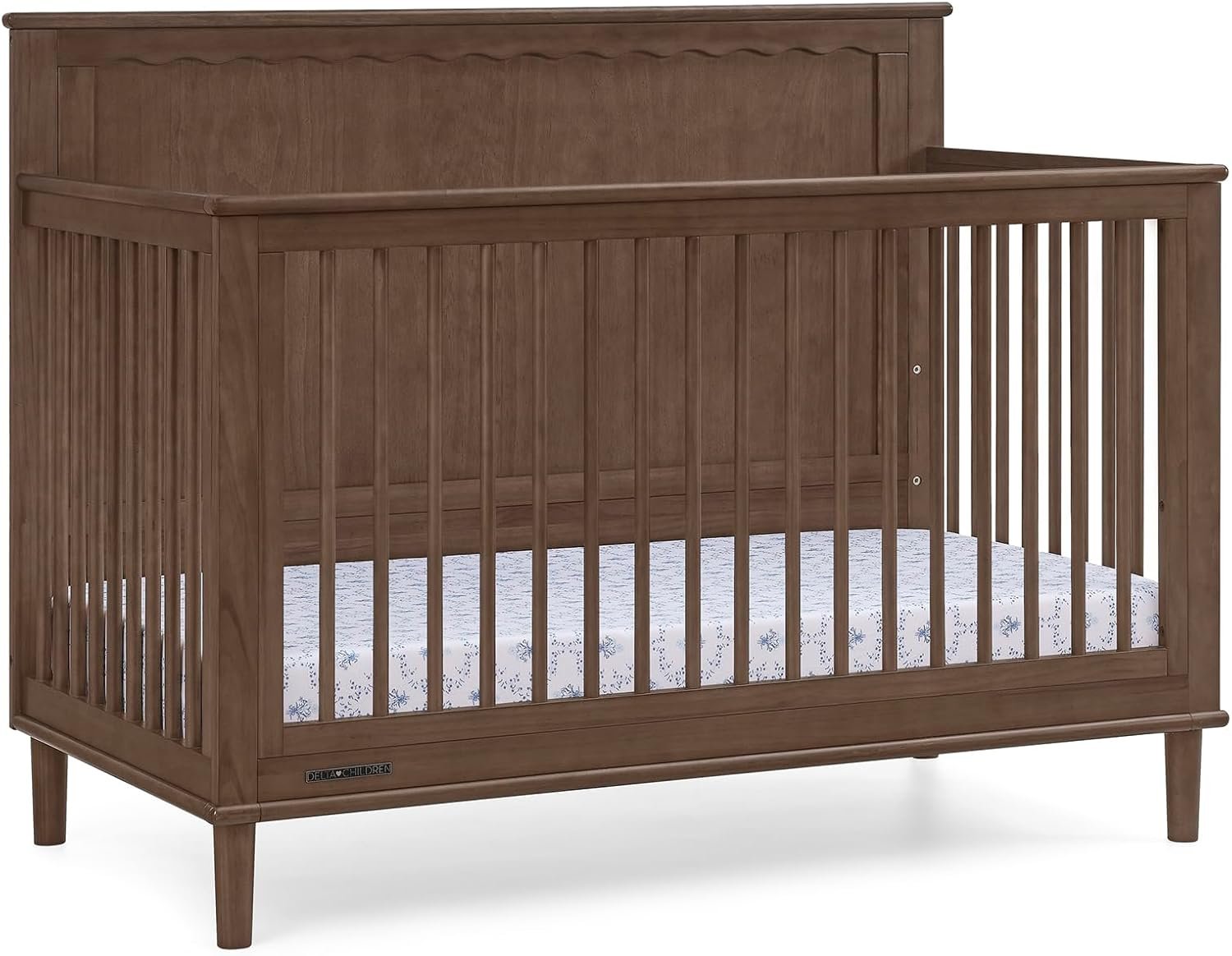 Delta Children Penelope 6-in-1 Convertible Crib – Greenguard Gold Certified, Teak Brown