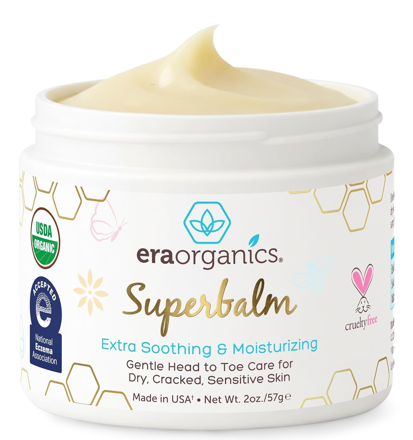 Era Organics Healing Ointment for Babies – USDA Certified Organic Natural Moisturizer Gentle on Sensitive Skin Prone To Baby Eczema, Cradle Cap (Infant Seborrheic Dermatitis), Rashes, Hives 2oz