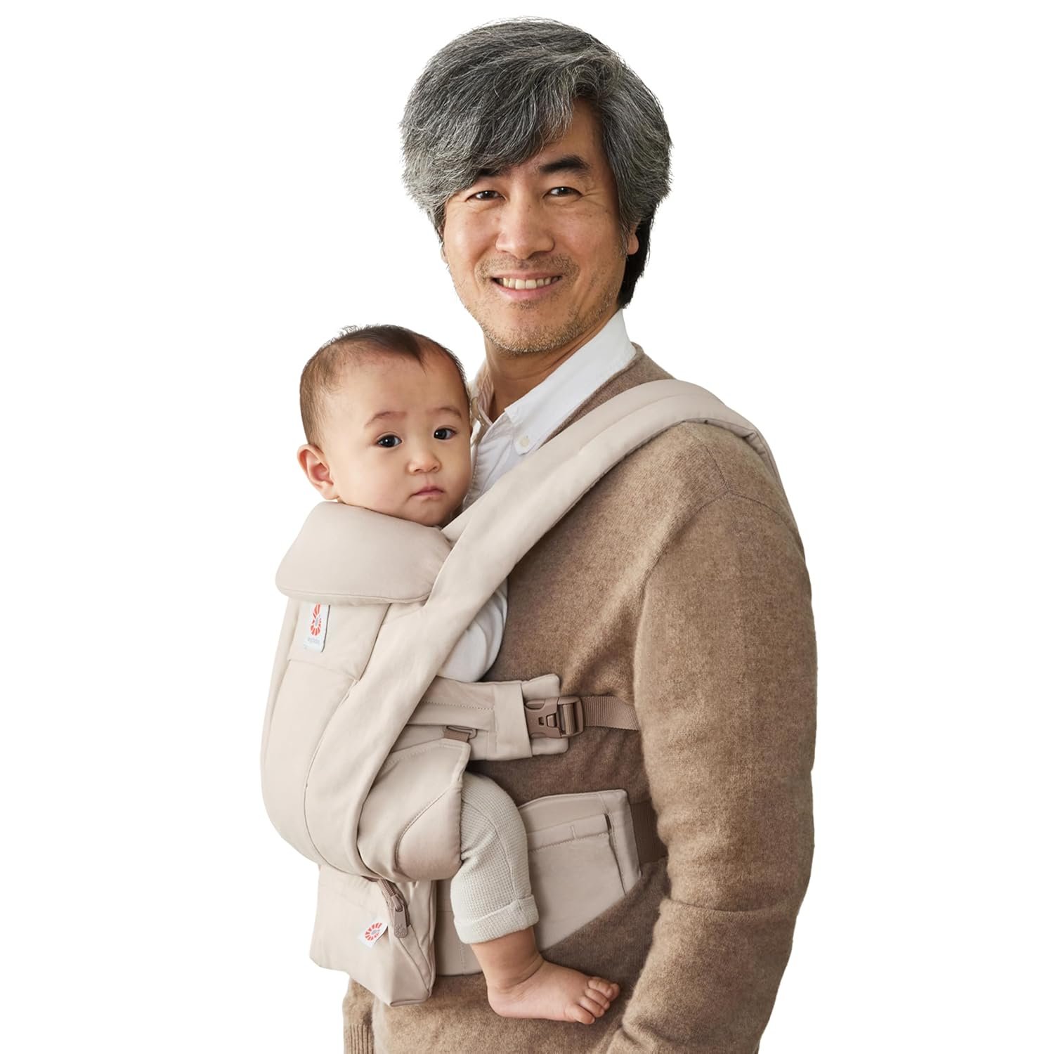 Ergobaby Omni Deluxe Baby Carrier for Newborn to Toddlers 0-48 Months (7-45 lbs) – 4-Position 100% Premium Cotton Baby Carrier with Ergonomic Support, Storage Pockets, and Sun Hood – Natural Beige