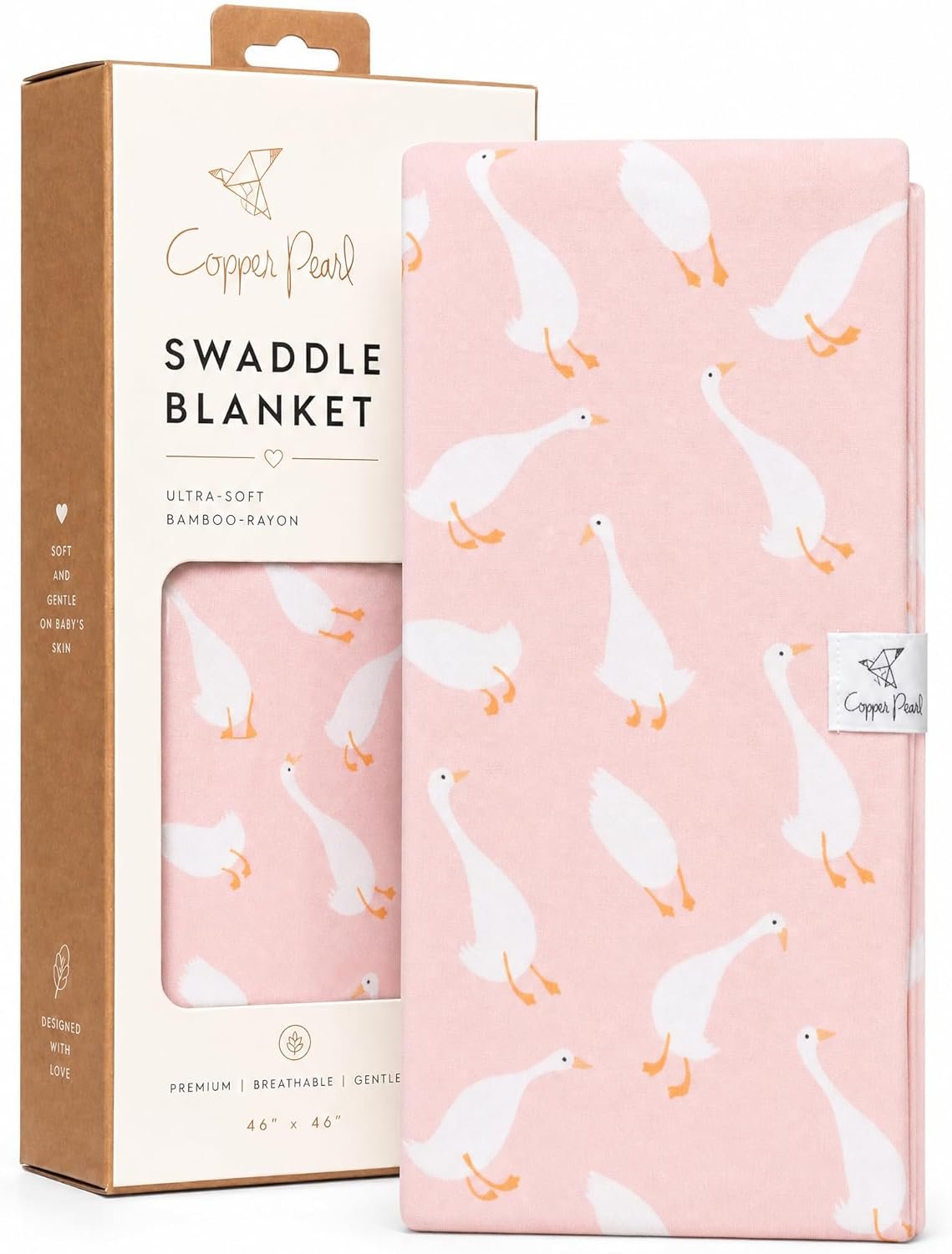 Copper Pearl Swaddle Blankets for Newborns | Soft Stretchy Receiving Blankets for Boys and Girls | Large 46 x 46 Inch Baby Blankets | Lightweight and Breathable Swaddles | Goosie