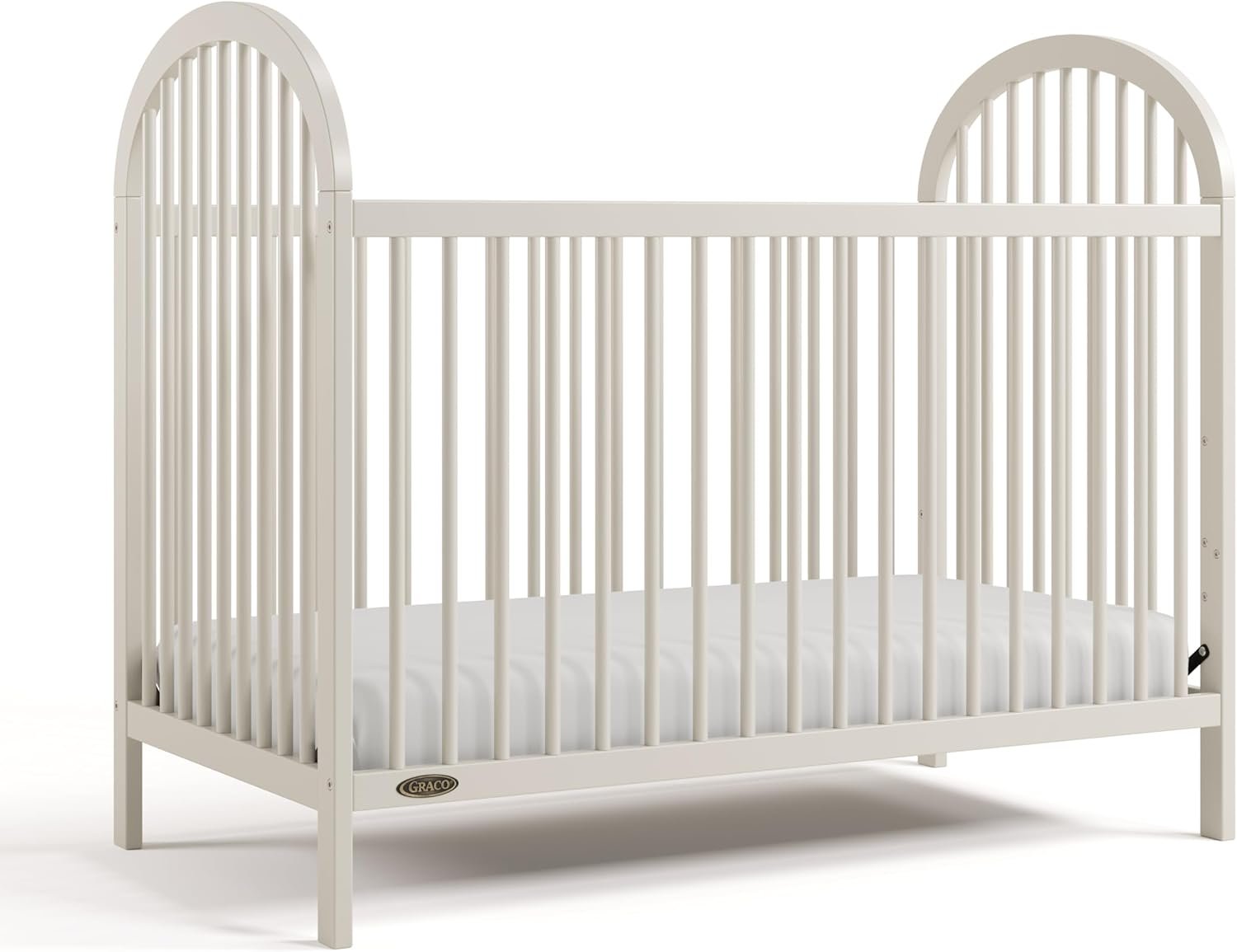 Graco Olivia 3-in-1 Convertible Crib – GREENGUARD Gold Certified, 100% Solid Wood, Fits Standard Baby Crib Mattress, Converts to Toddler Bed and Daybed, 4 Adjustable Mattress Heights (Frosted Oat)