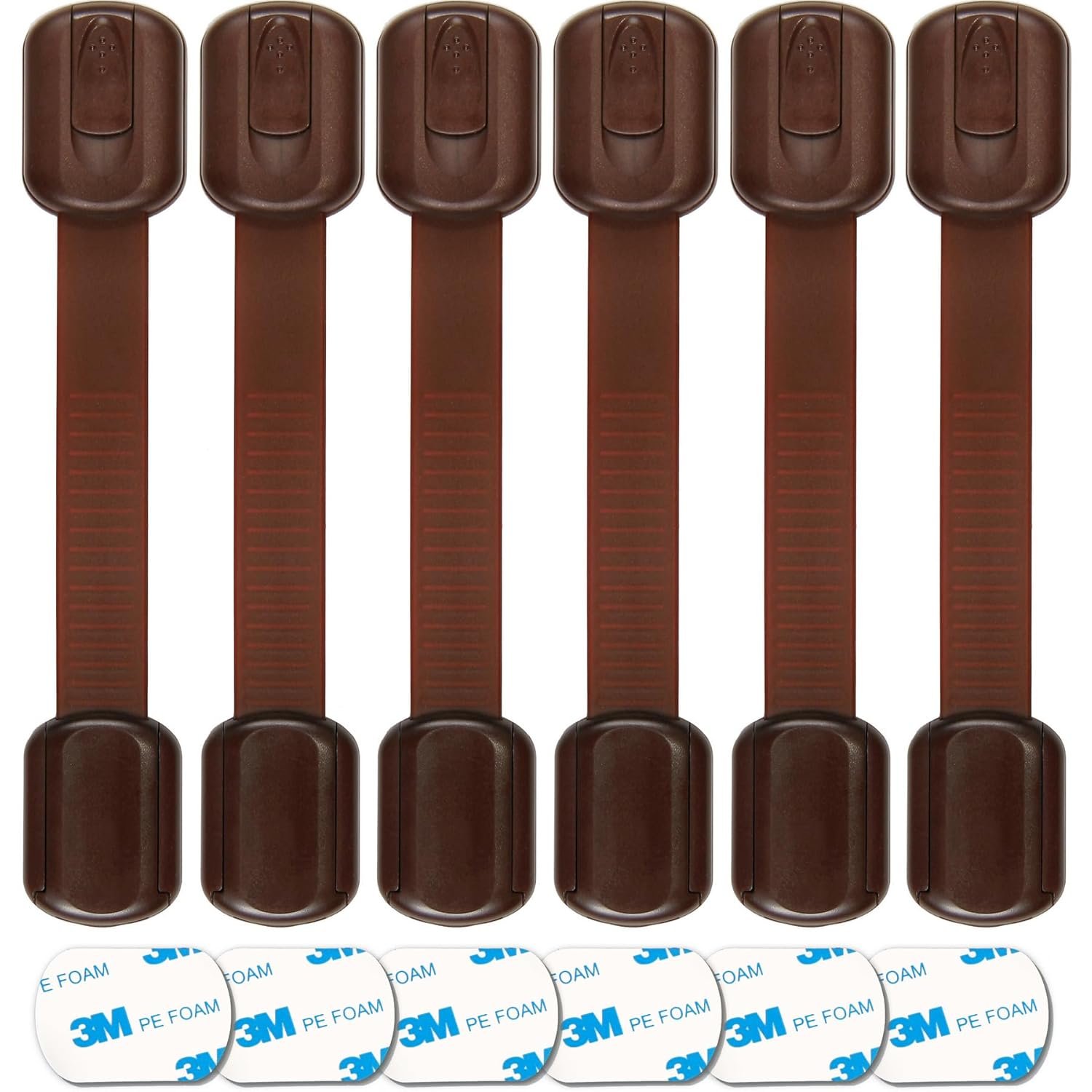 Baby Proofing Safety Cabinet Locks – Child Proof Latches for Drawer Cupboard Dresser Doors Closet Oven Refrigerator – Adjustable Childproof Straps by Oxlay – Brown – 6 Pack