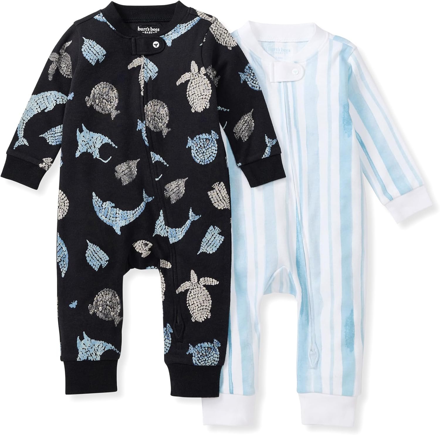 Burt’s Bees Baby Unisex Sleep and Play PJs, 100% Organic Cotton One-Piece Zip Front Footless Loose Fit Footie Pajamas