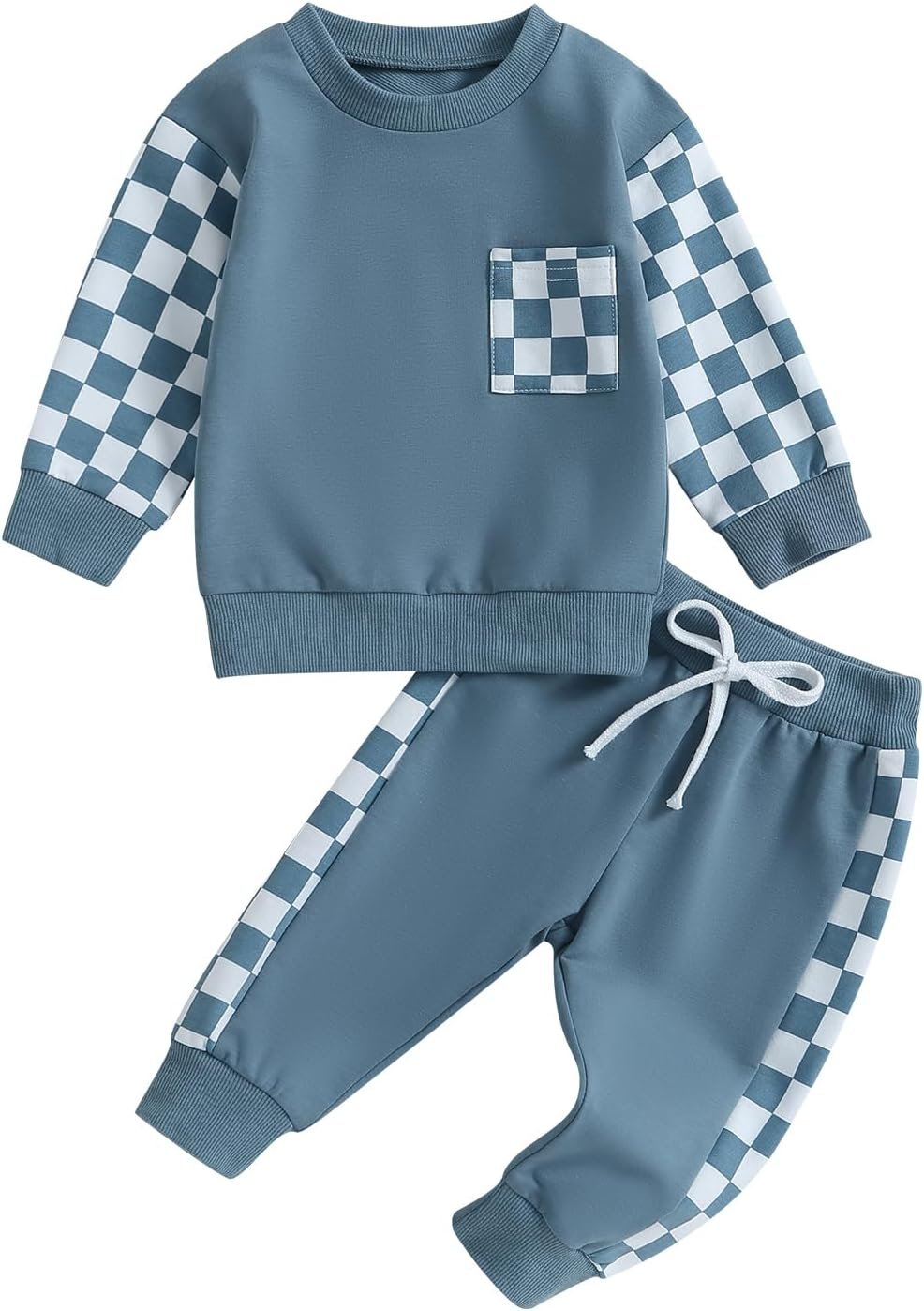 Toddler Baby Boy Fall Winter Outfit Contrast Color Long Sleeve Sweatshirts Stretch Jogger Pants Newborn Clothes Set