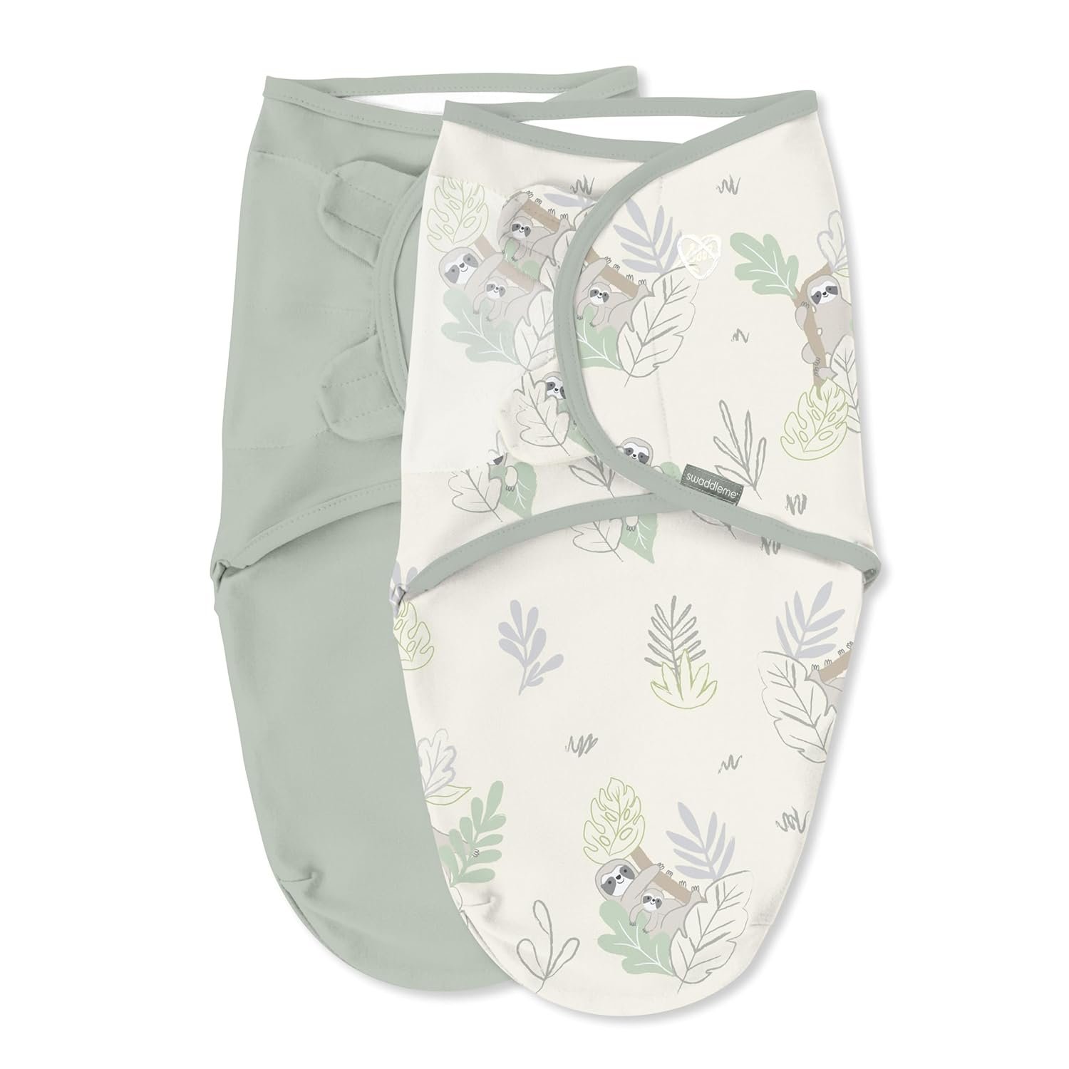 SwaddleMe by Ingenuity Original Swaddle, 100% Cotton, Improves Sleep & Calms Startle Reflex, 0-3 Months, 1.0 TOG, 2-Pack, Baby Swaddle Blanket – Peekaboo Sloth