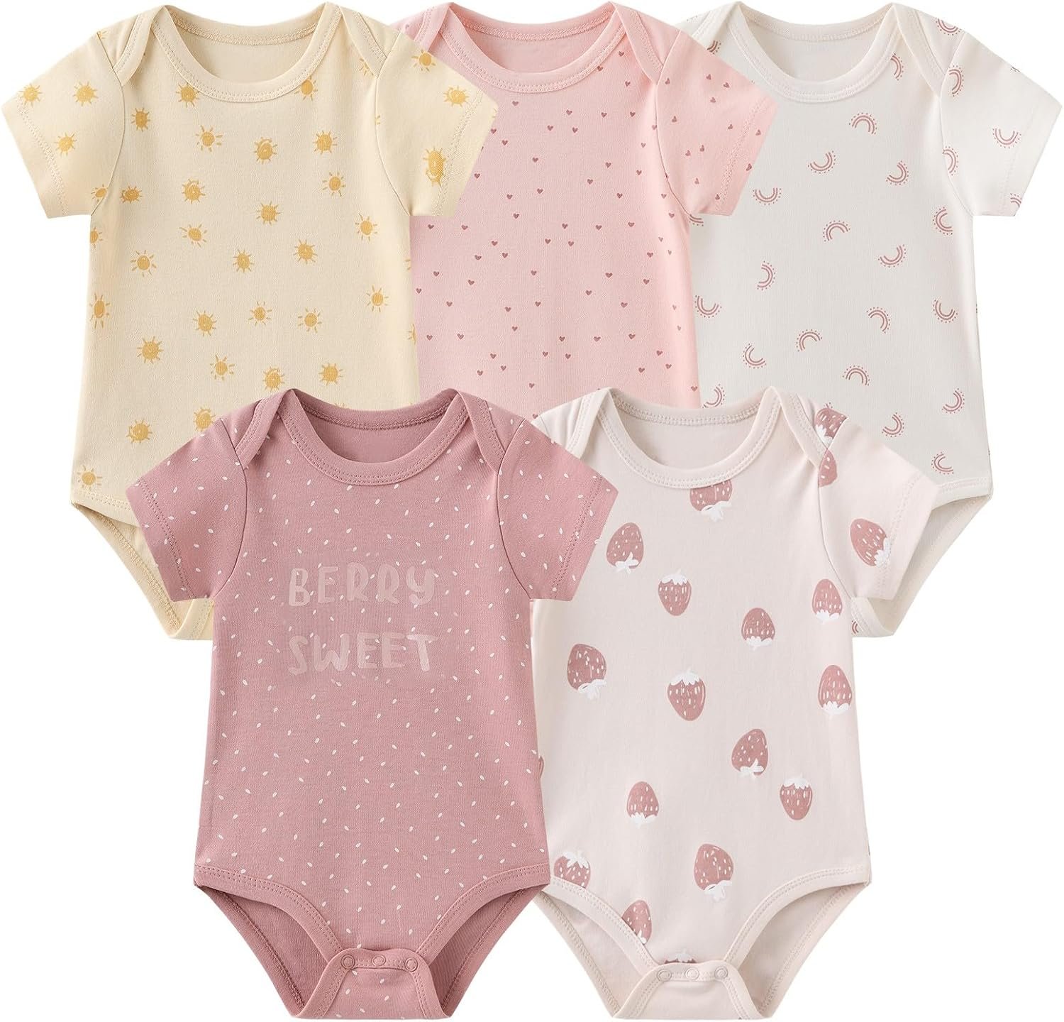 JELYLOVE Fashion Unisex baby Boy Girl Bodysuits 5-Pack Casual Cotton Soft Infants Outfit New born Clothes
