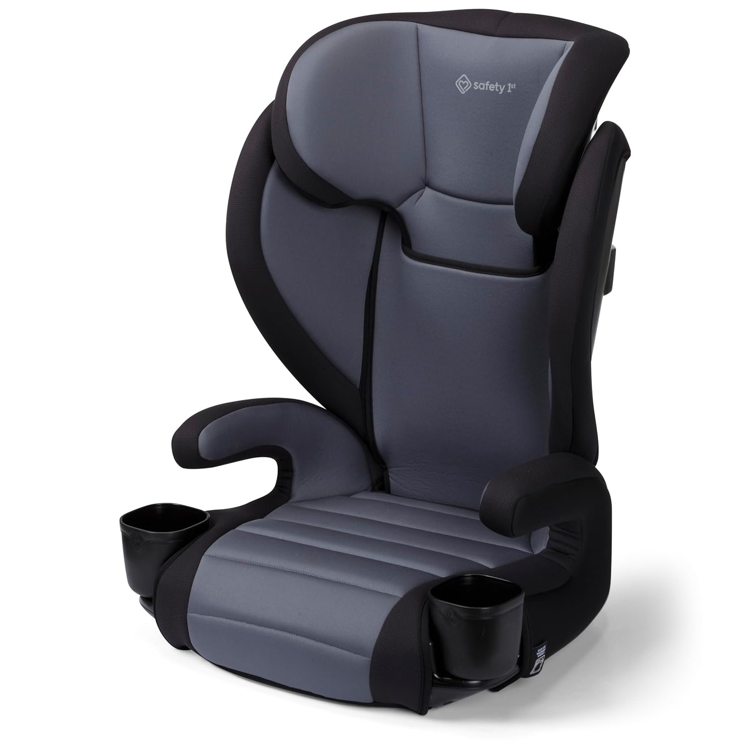 Safety 1st Grow and Go 2-in-1 Booster Car Seat with ComfortWings, Converts High-Back to Backless, 19″ Wide, Slim Design, Lightweight, Foldable, Easy-Clean, Cup Holders, 40-100 lbs, Black Sand