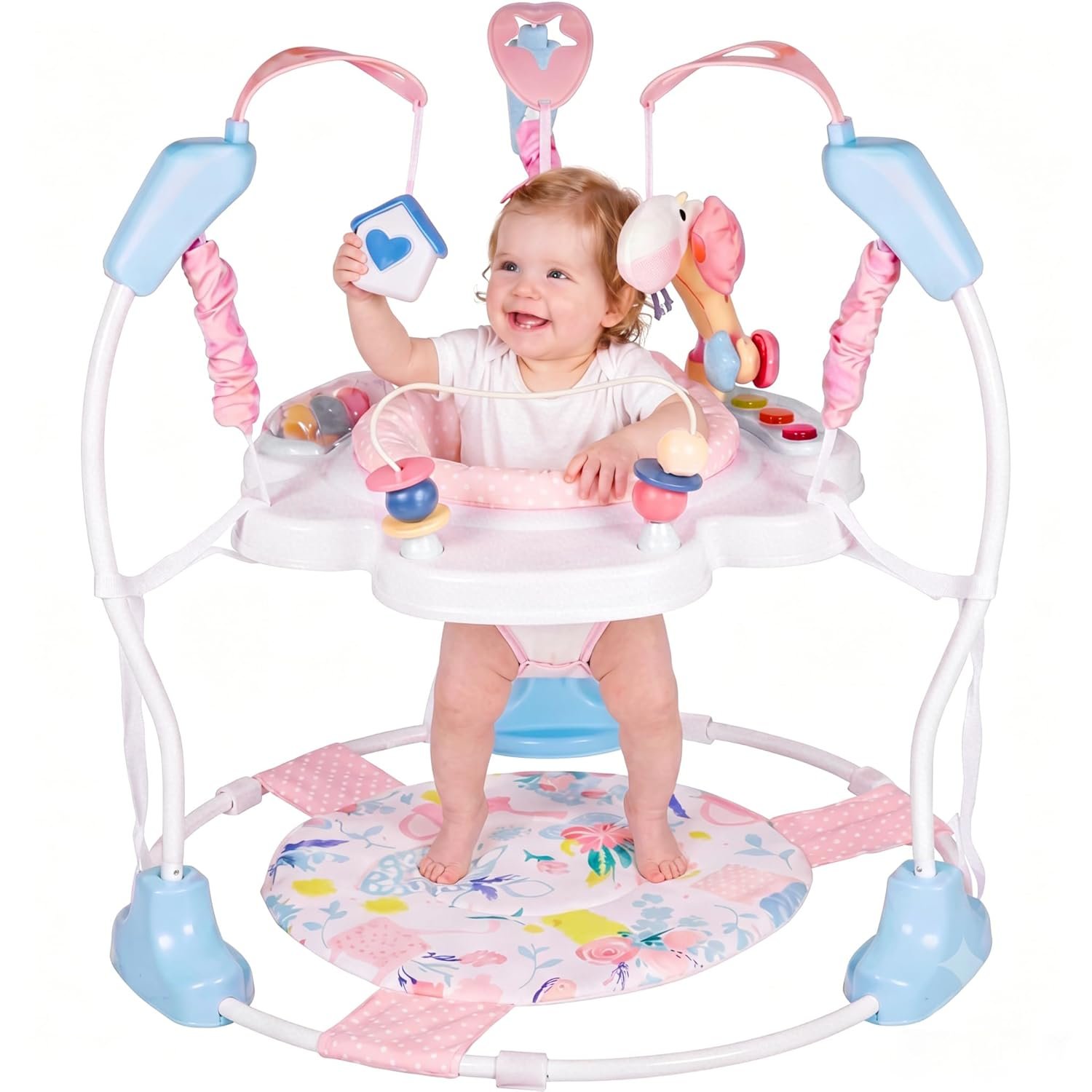 Baby Activity Center, 3-in-1 Baby Jumper, Infant Activity Center with 360° Rotating Seat, Music, Lights, 3 Adjustable Heights, Infant Activity Jumper for 6+ Months JP2402