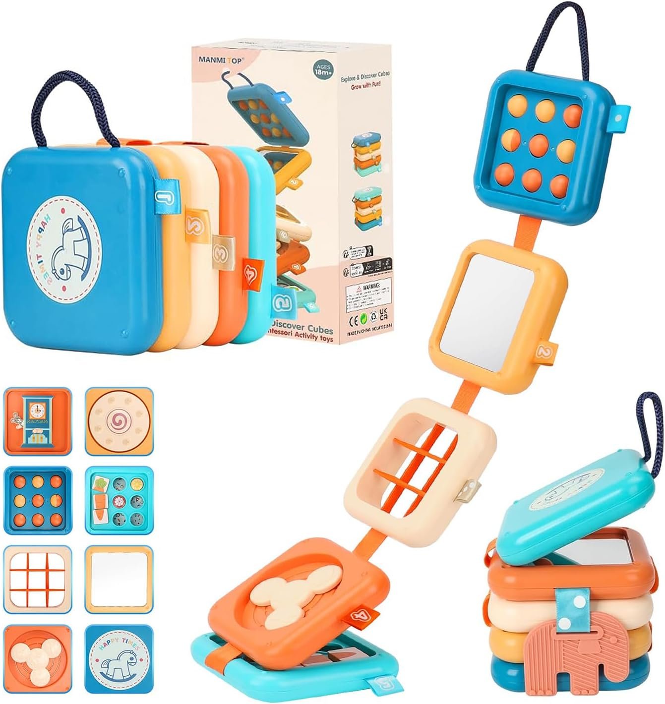 Busy Board for 1 2 3 Year Old – Montessori Travel Toy with Fine Motor Activities, Busy Cube Sensory Learning for Toddlers 1-3 – Perfect Baby Boy Girl Gift & Airplane Car Activity