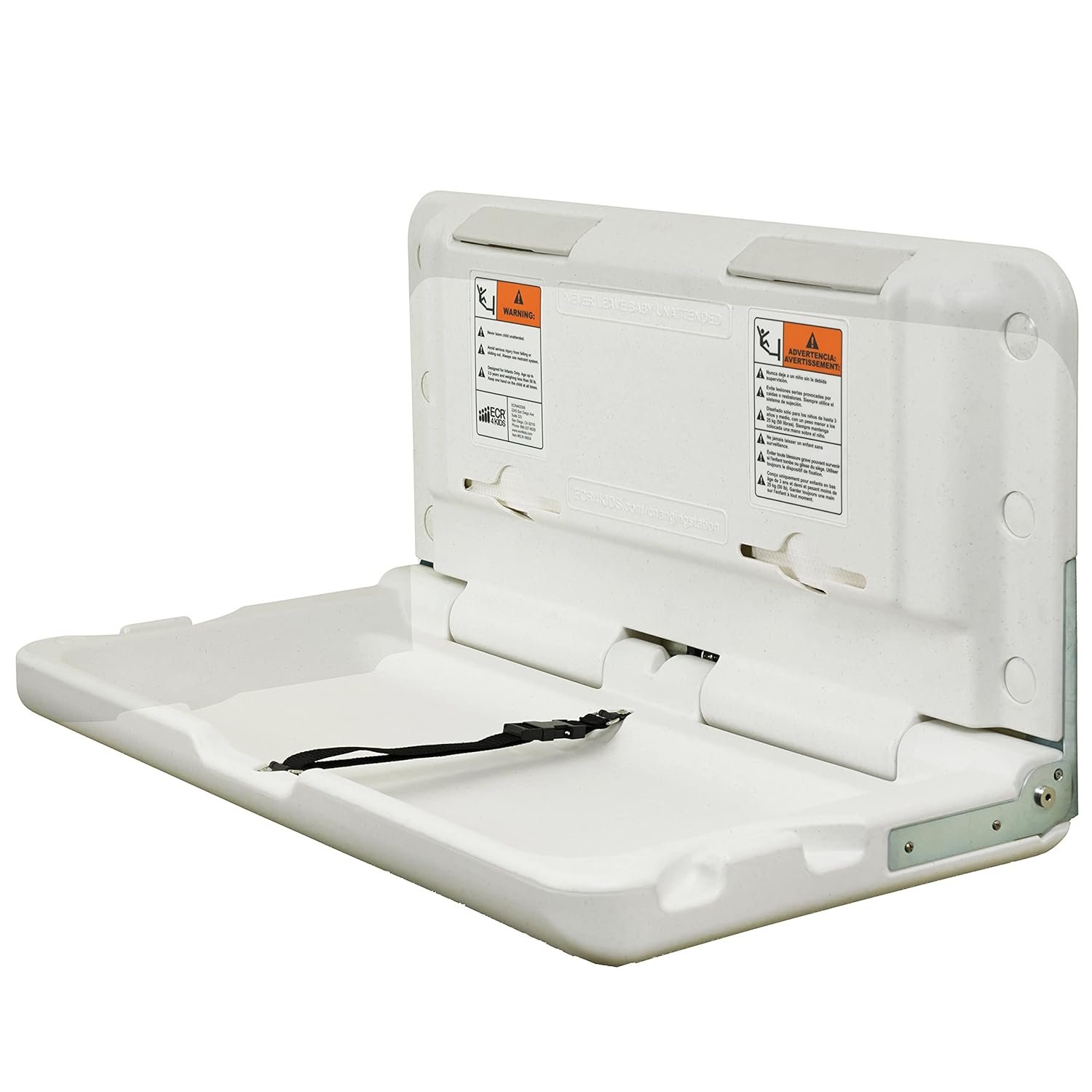 ECR4Kids Horizontal Wall-Mounted Changing Station, Baby Changer, White Granite