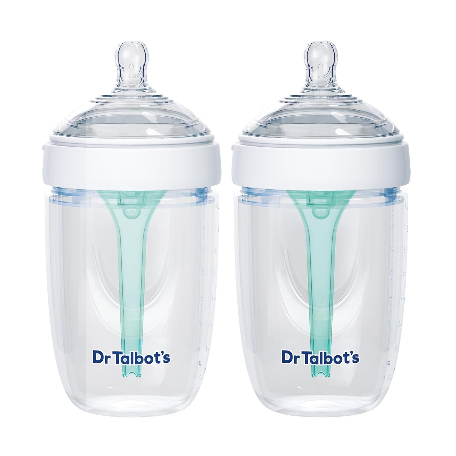 Dr. Talbot’s Silicone Anti-Colic Bottles – (2-Pack) Self-Sterilizing Baby Bottles for Newborns – 8 oz – White