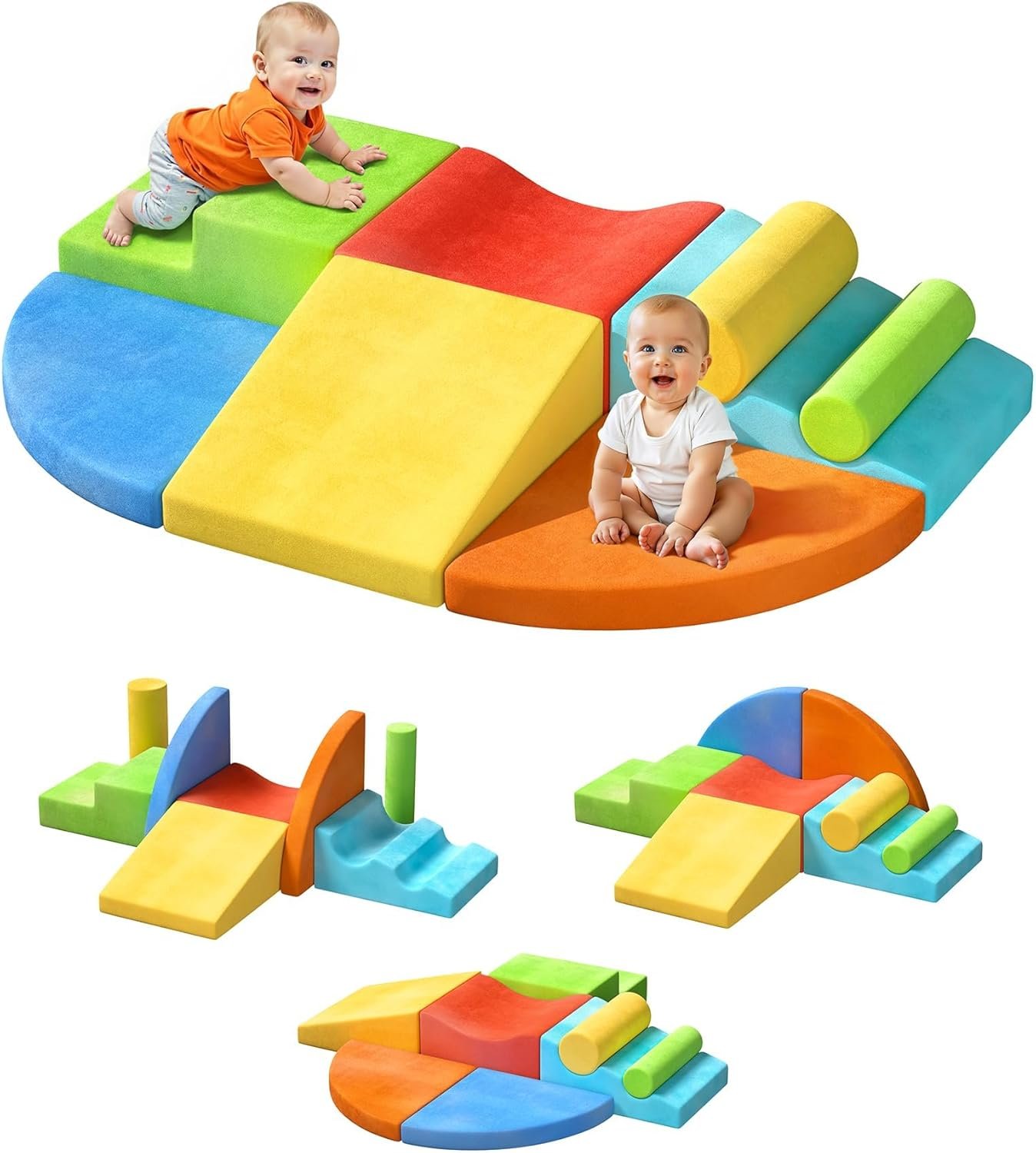 Twinkoo Extra Large 8-Piece Soft Climbing Toys for Toddlers, Foam Climbing Block Set with Jumbo Size, Boosts Motor Skills & Color Coordination, Safe Indoor Toy for Child Development