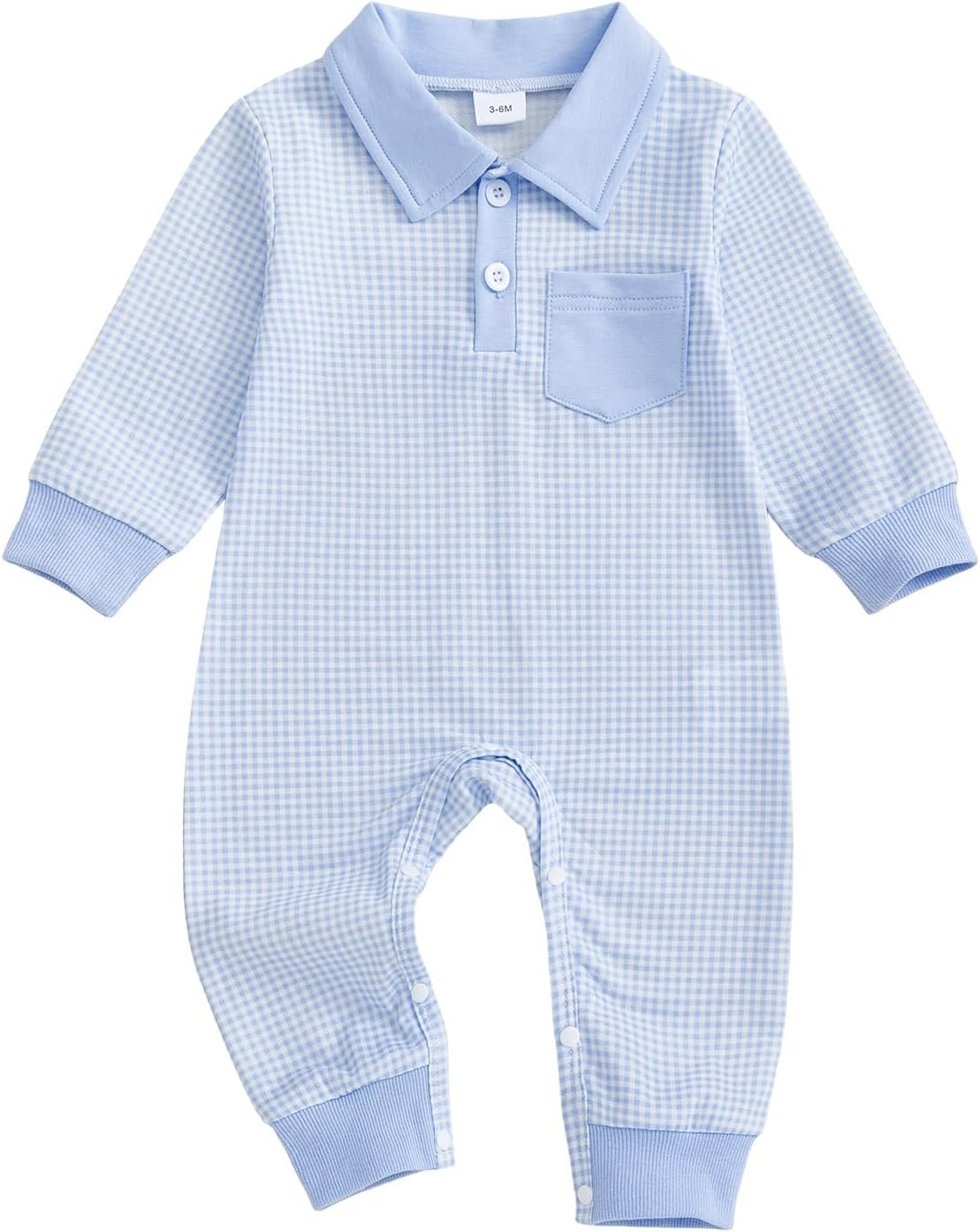 Newborn Baby Boy Winter Clothes Long Sleeve Lapel Jumpsuit Collar Plaid Romper Playsuit Infant Baby Boy Fall Outfit