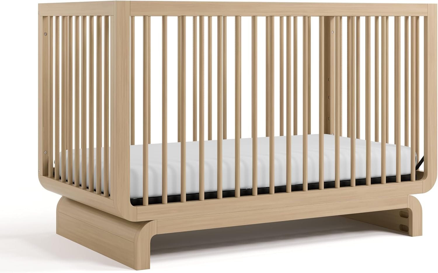 Storkcraft Santorini 5-in-1 Convertible Crib with Toddler Guardrail – GREENGUARD Gold Certified, Conversion Kit Included, 100% Solid Wood, Fits Standard Crib Mattress (Driftwood)