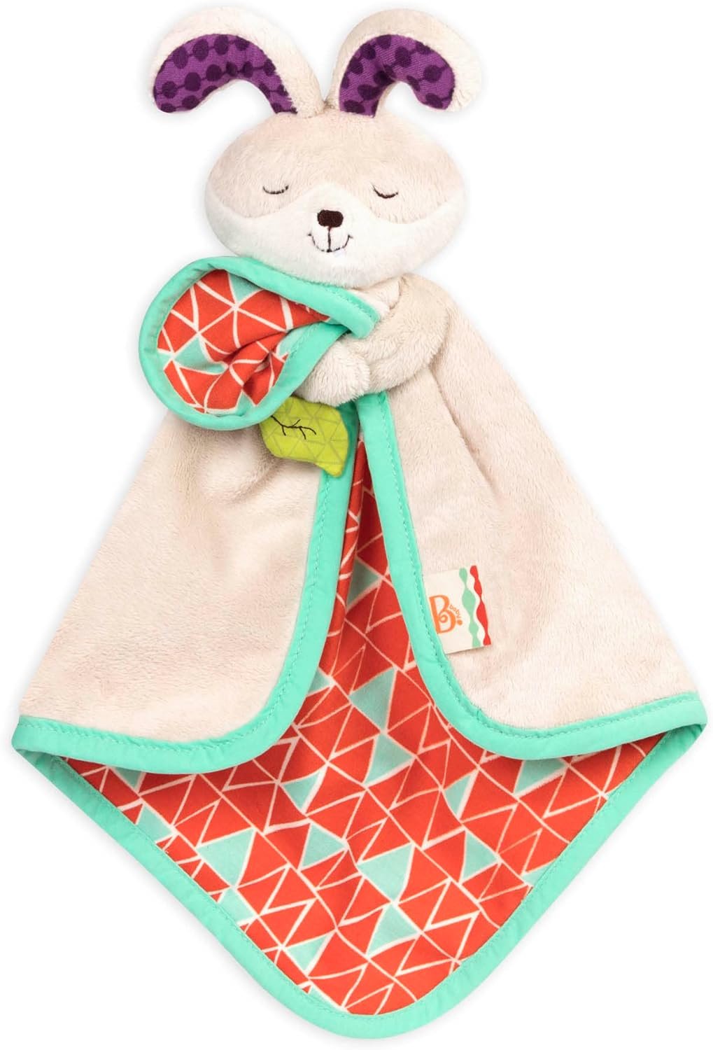 B. toys – Baby Bunny Security Blanket with Soft Plush Fabric – Sensory Comfort Lovey with Crinkle Spot for Newborns & Infants – Baby Toys & First Blanket for Soothing Comfort – 0 Months+
