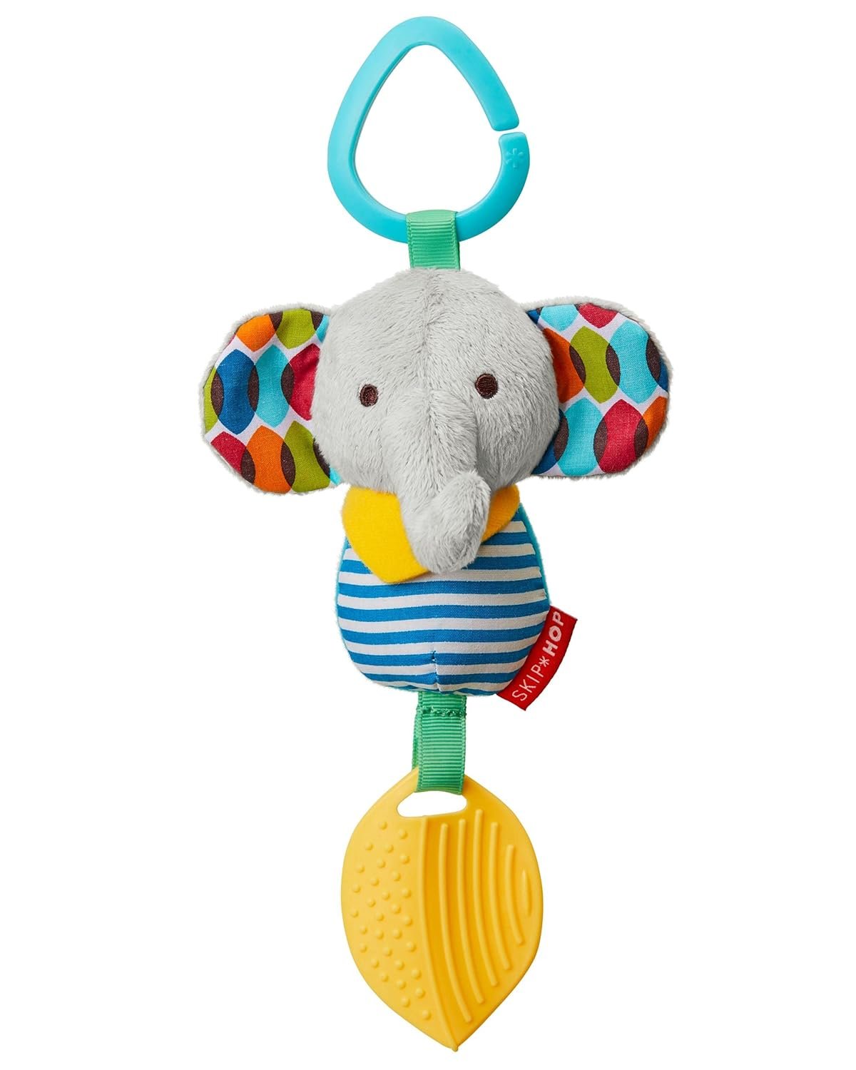 Skip Hop Bandana Buddies Baby Activity Chime & Teether Stroller Toy, Elephant, 3×2.5×7 Inch (Pack of 1)