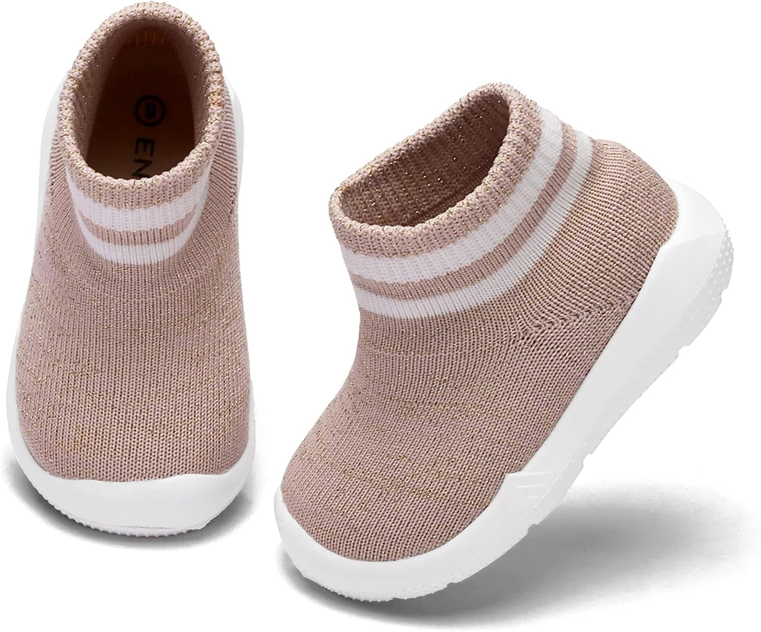 Engtoy Baby Sock Shoes Baby Walking Shoes Infant Non-Slip Breathable Slippers with Soft Rubber Sole Baby Boys Girls Slip On Sneakers Beige